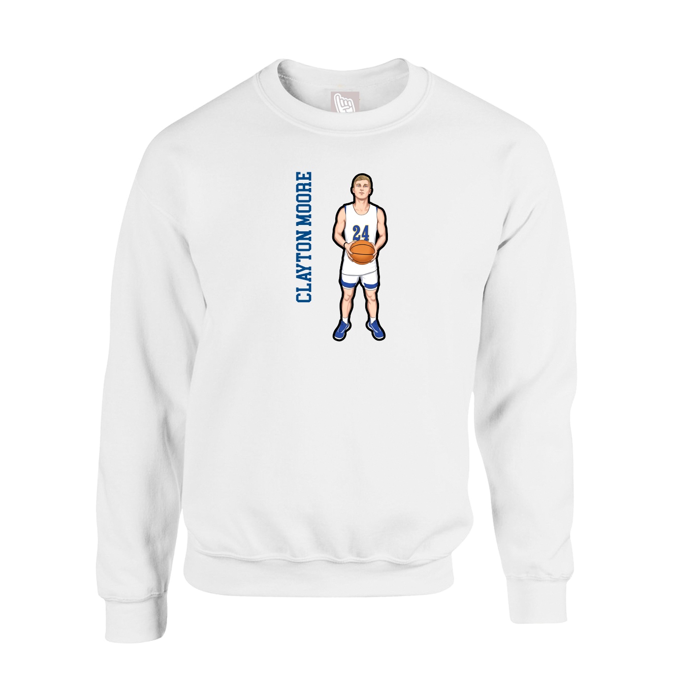 Fleece Crew — Name Vertical in White