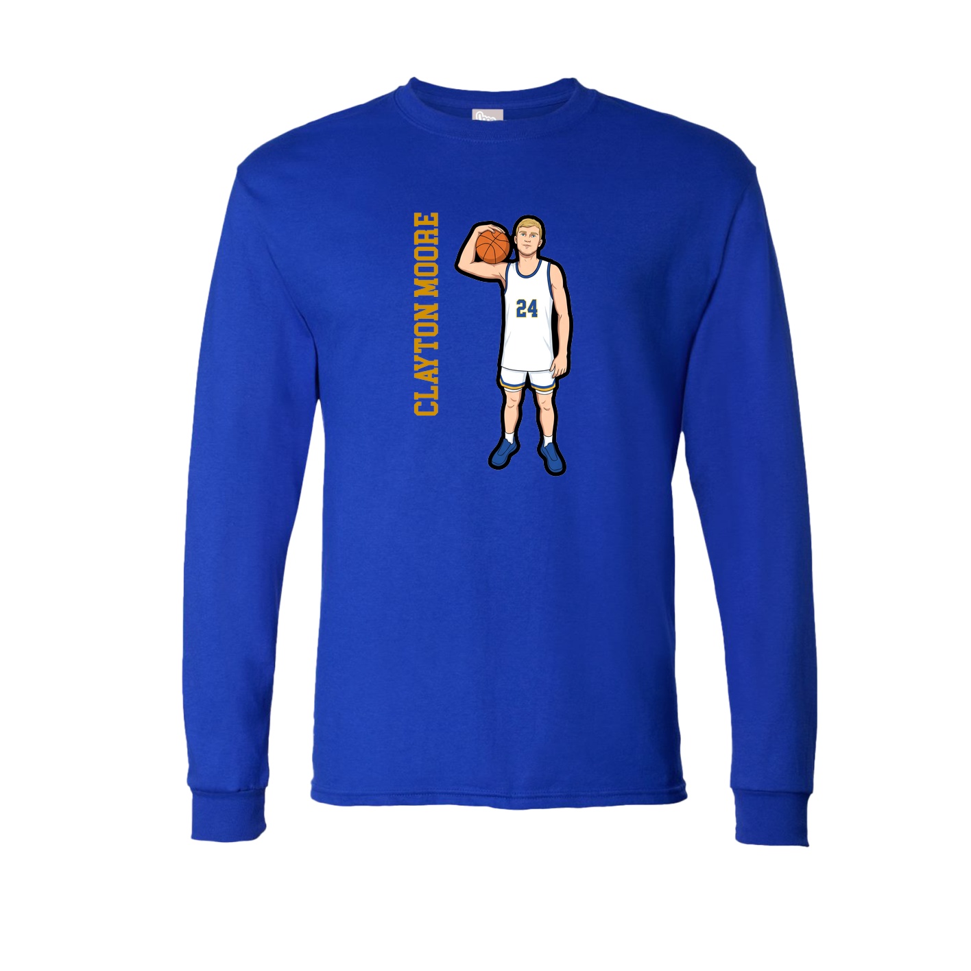 Long Sleeve Tee — Name Vertical in Royal