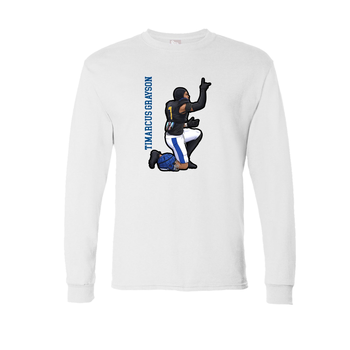 Long Sleeve Tee — Name Vertical in White
