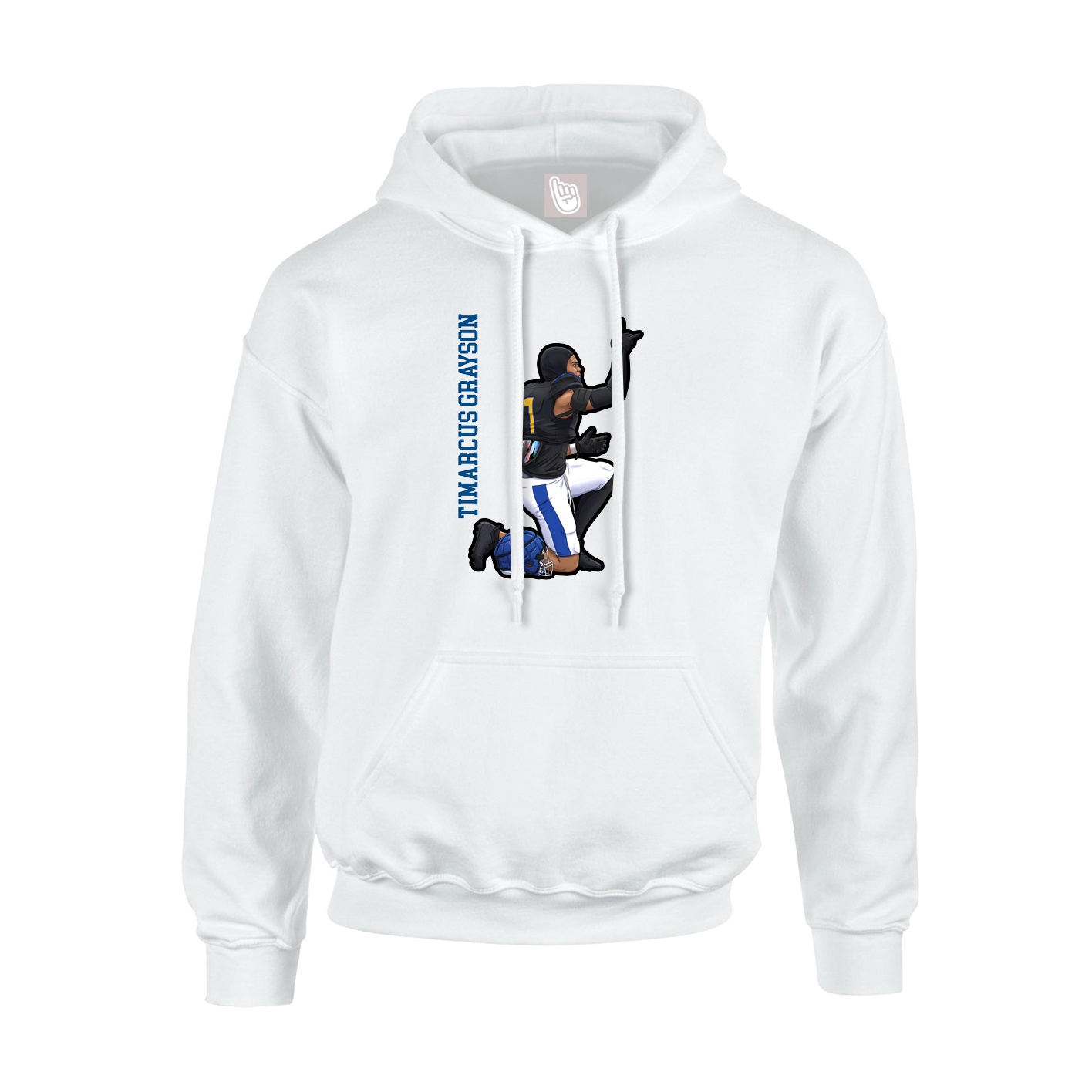 Youth Hoodie — Name Vertical in White