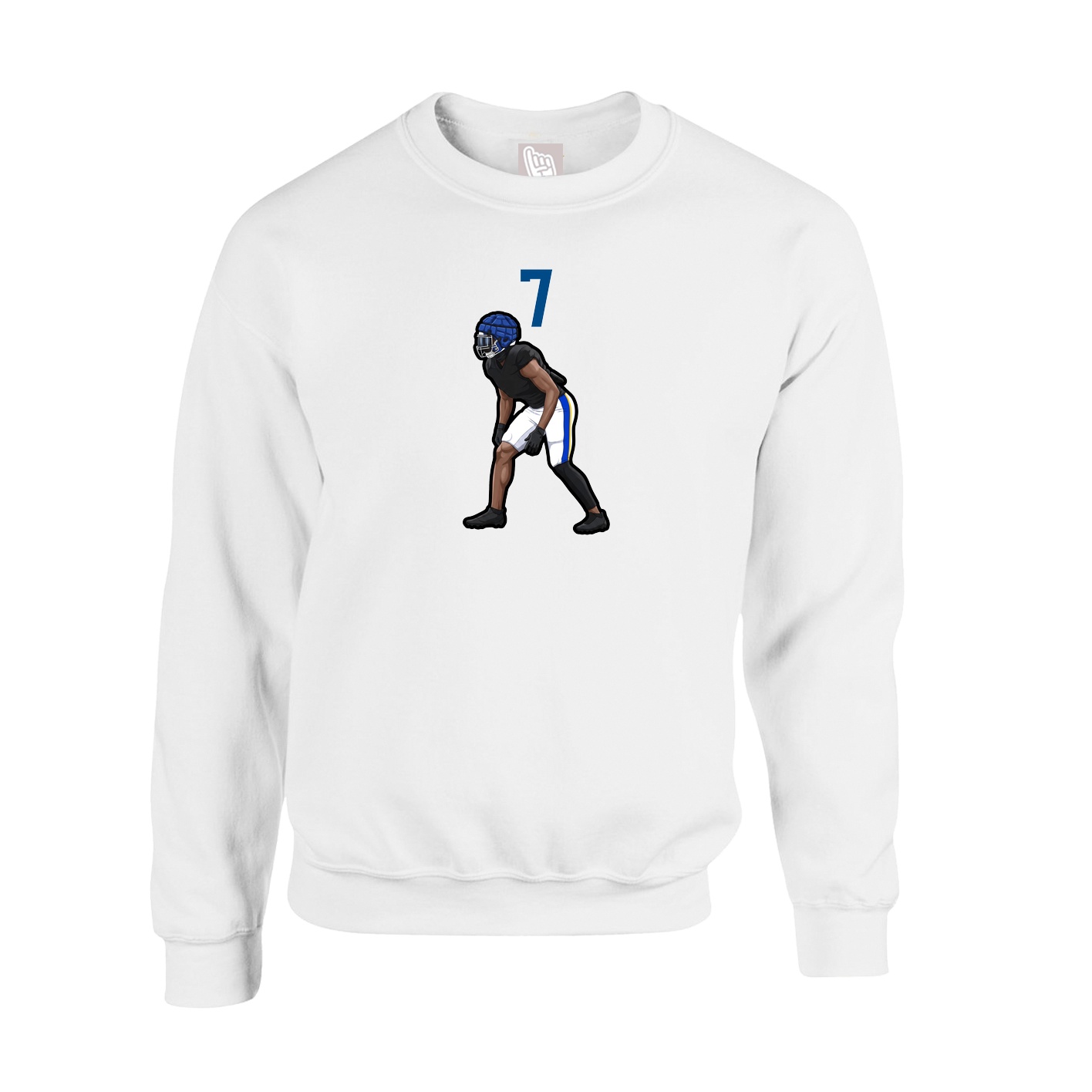 Fleece Crew — Number Top in White