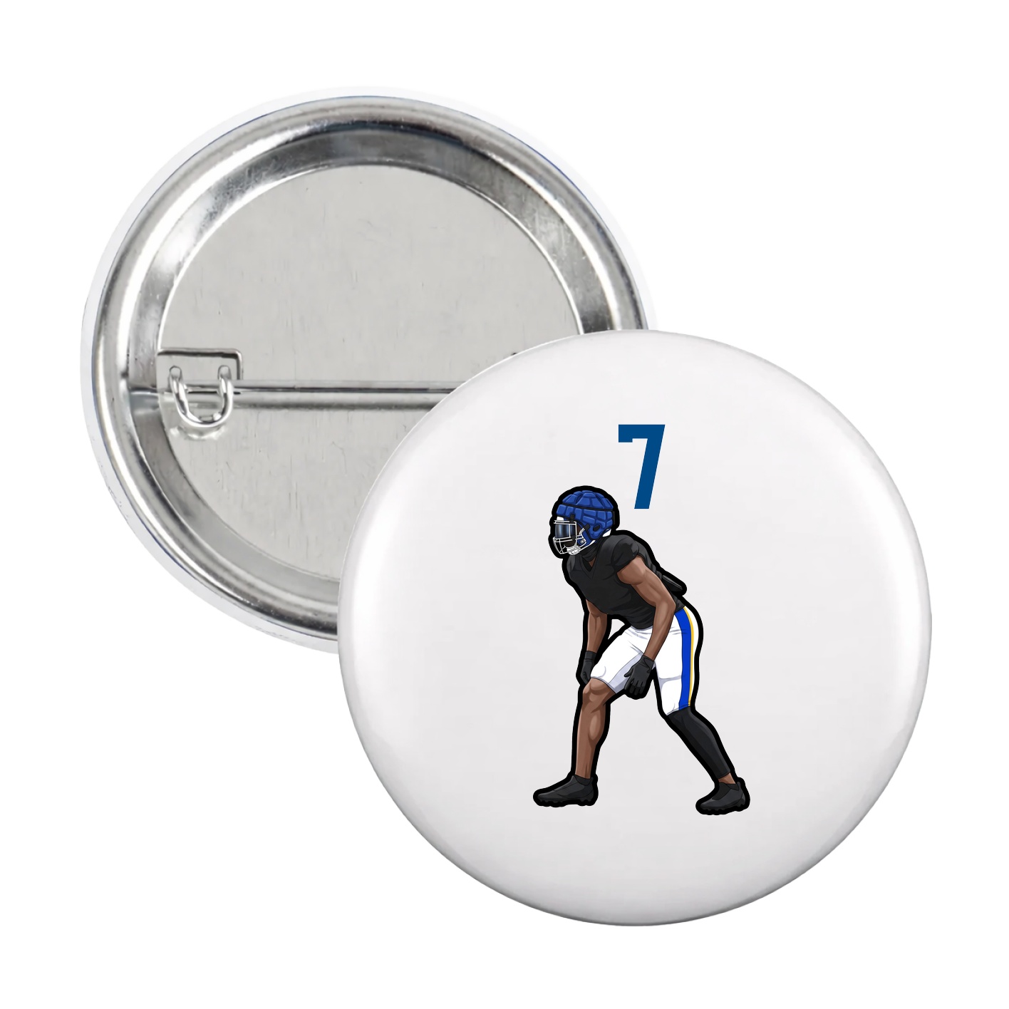 Game Day Button — Number Top in White