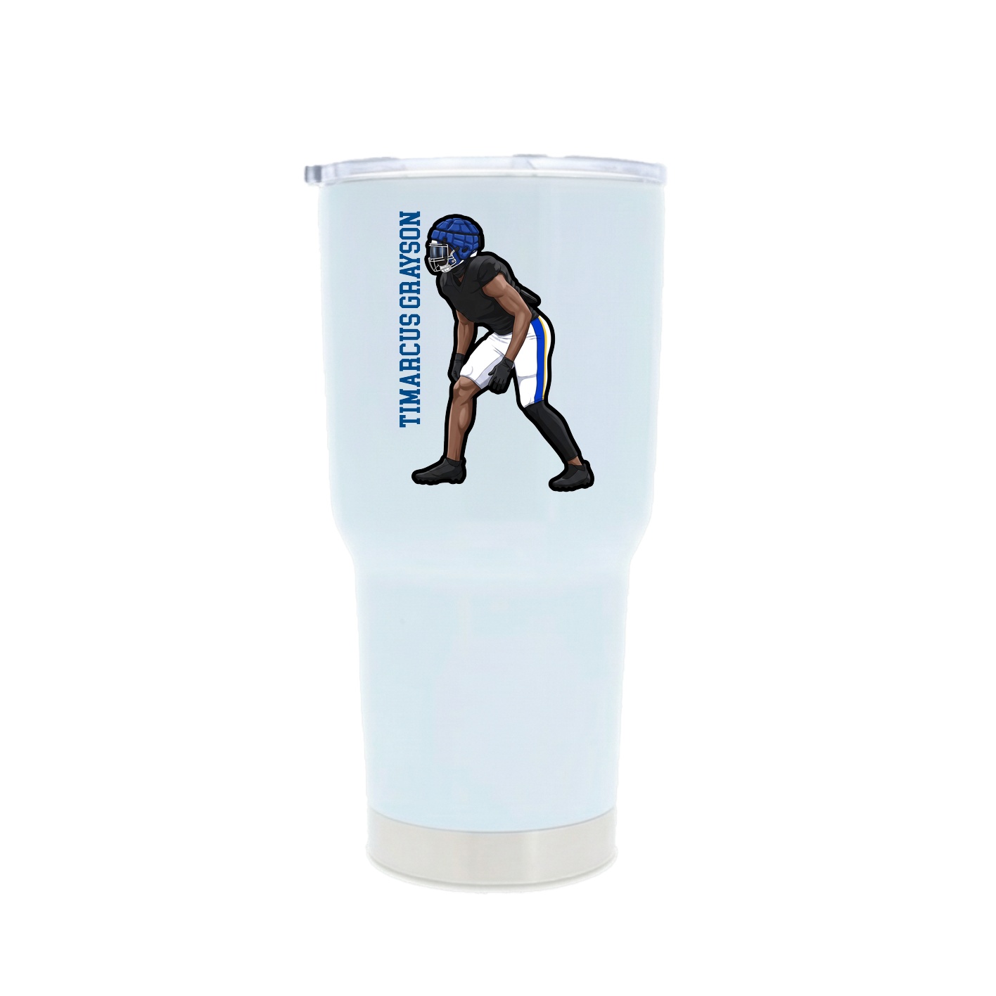 30oz Stainless Steel Tumbler — Name Vertical in White