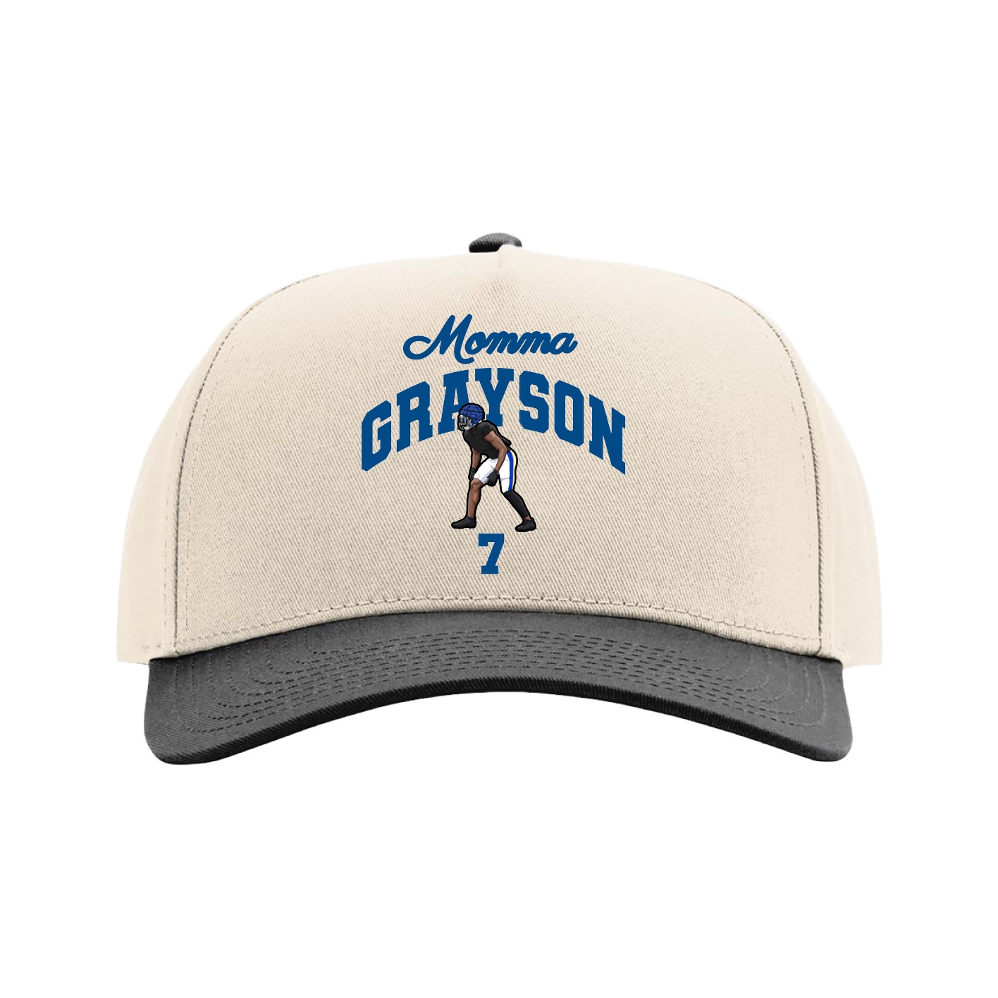 Full Fabric Five-Panel Champ Cap — Mothers Day Arch in Cream/Black