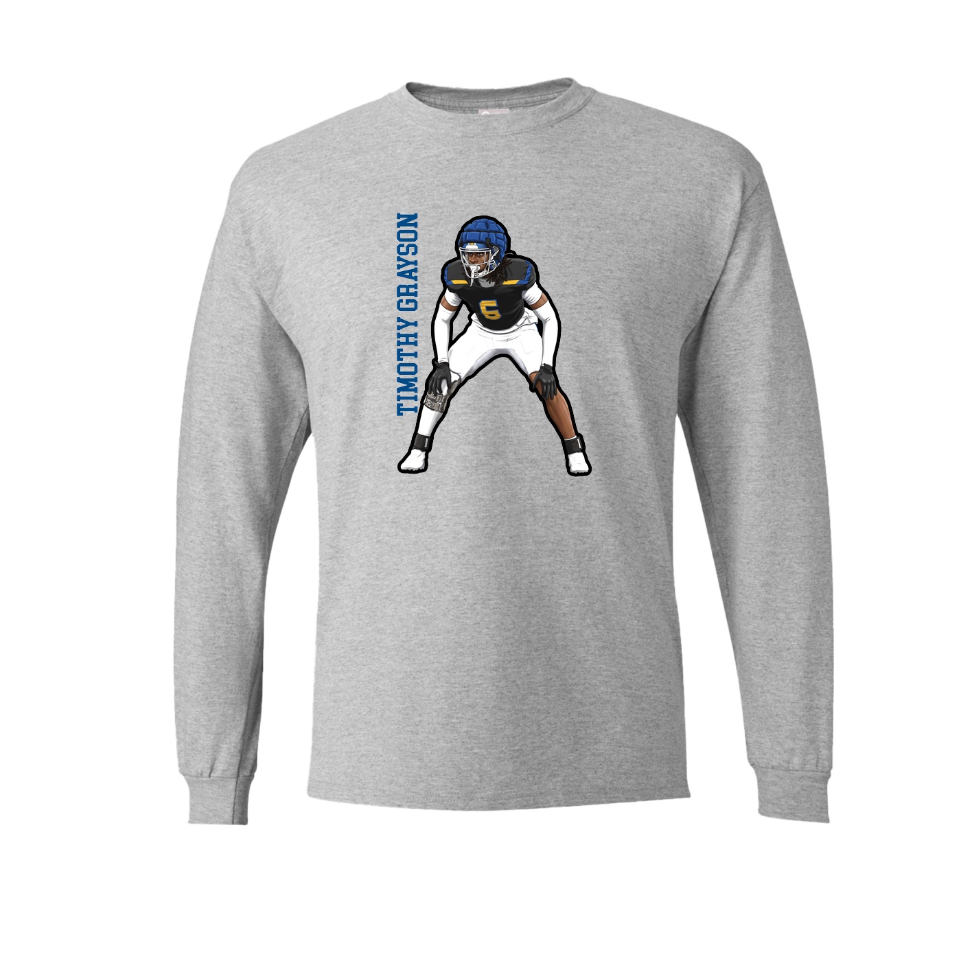 Long Sleeve Tee — Name Vertical in Grey