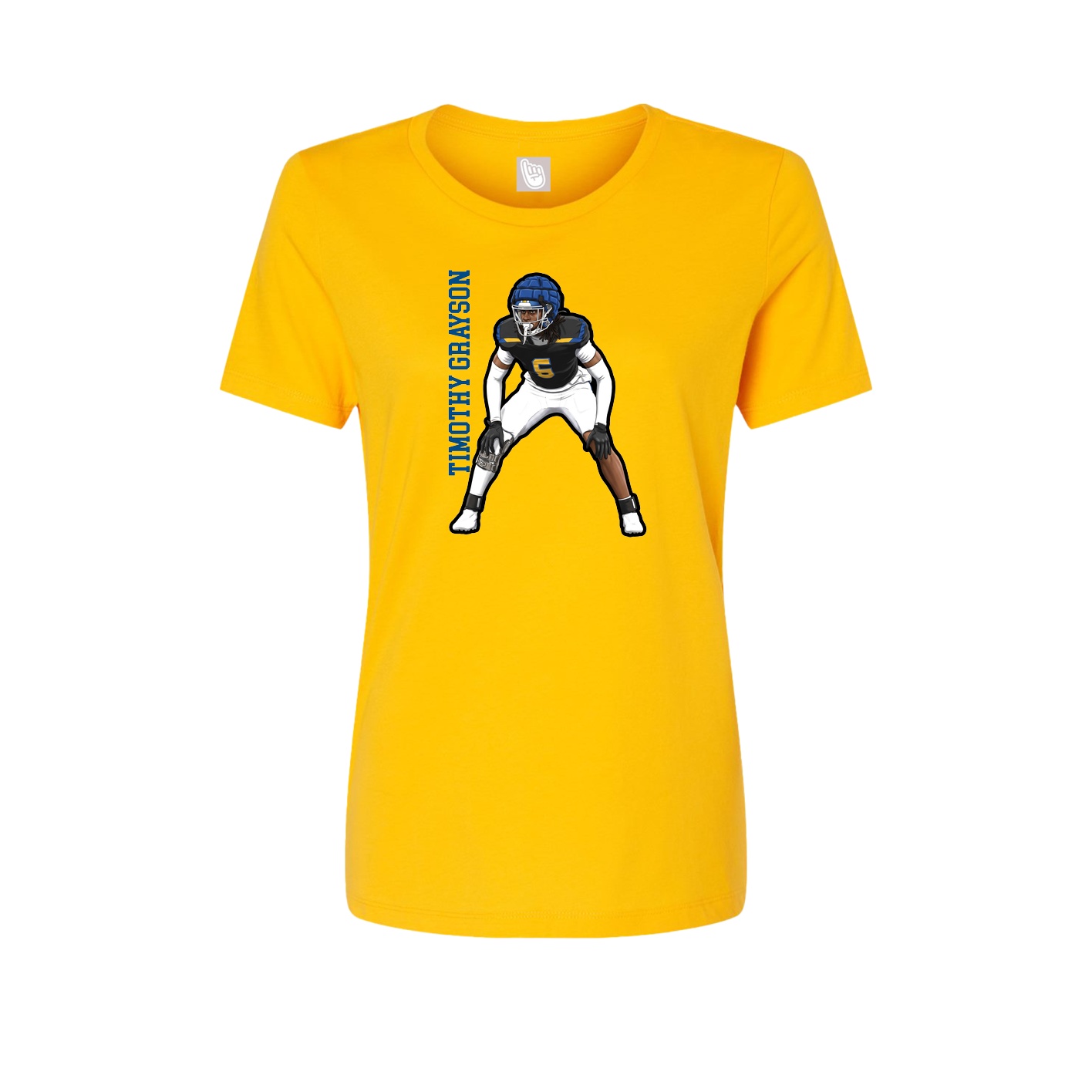Fitted Women's Tee — Name Vertical in Gold