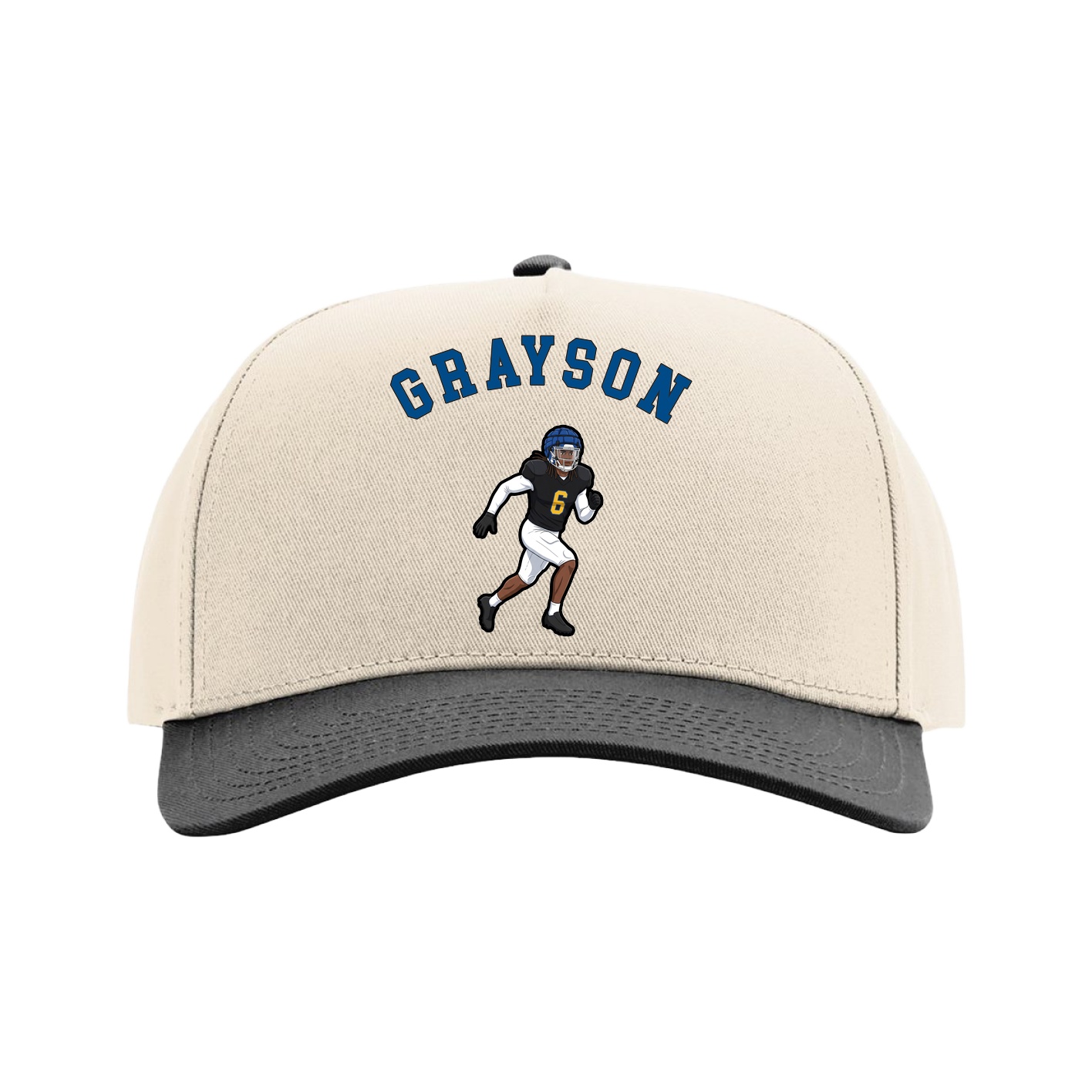Full Fabric Five-Panel Champ Cap — Shirsey Arch in Cream/Black