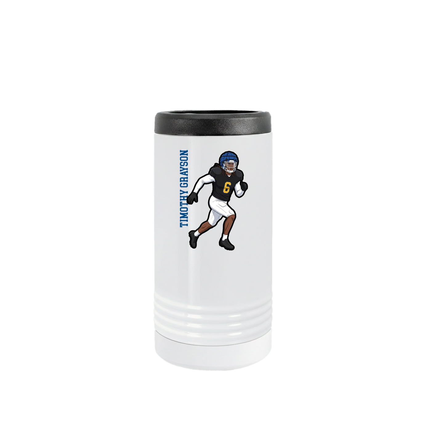Slim Beverage Holder — Name Vertical in White