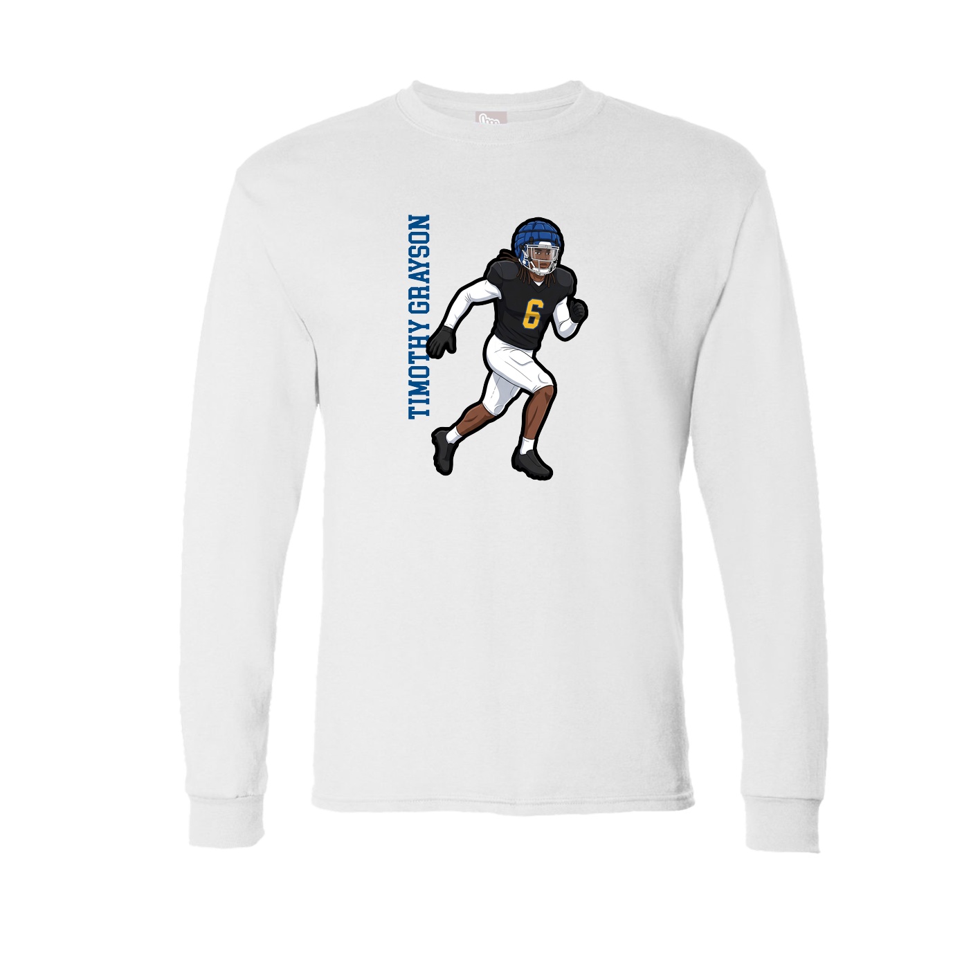Long Sleeve Tee — Name Vertical in White