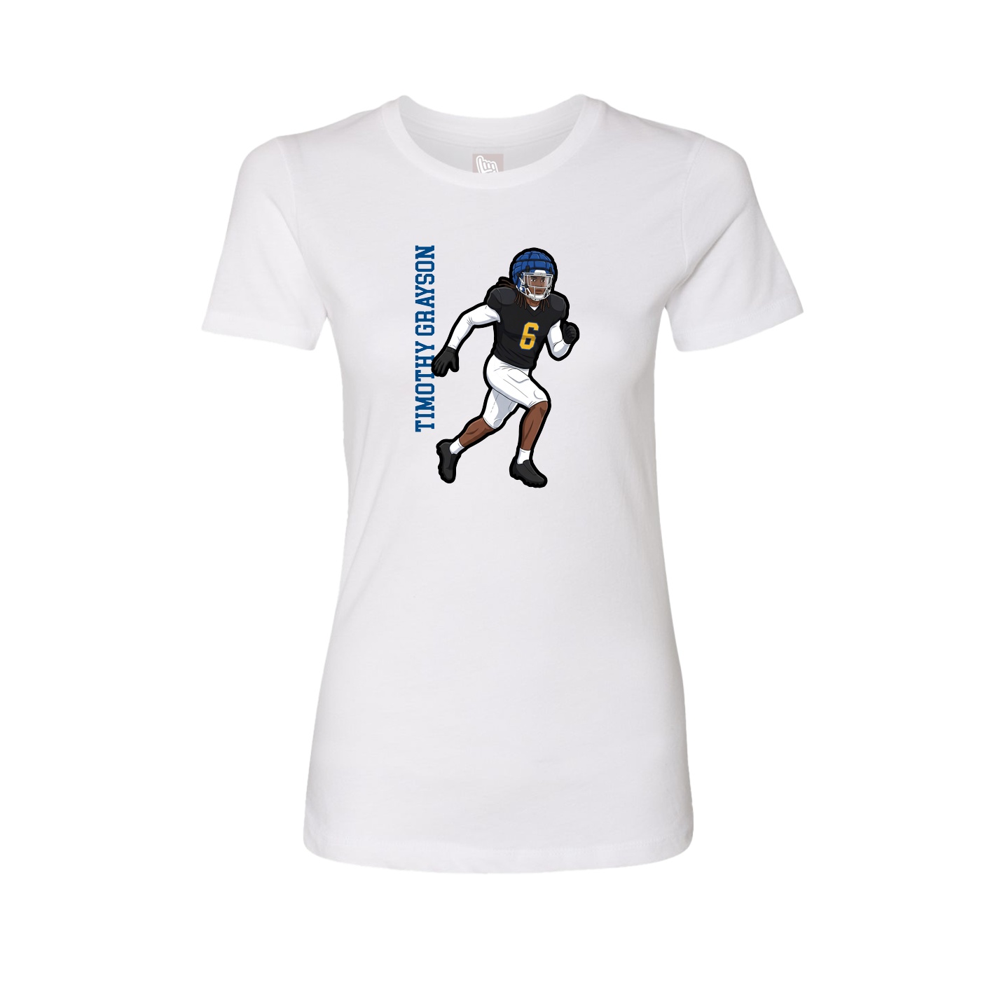 Womens Tee — Name Vertical in White