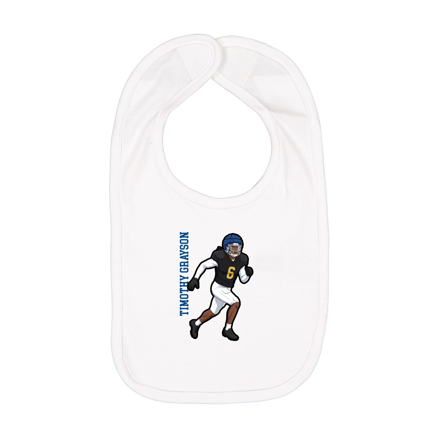 Infant Bib — Name Vertical in White