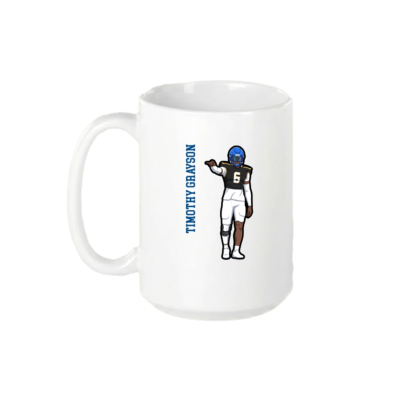15oz Coffee Mug — Name Vertical in White