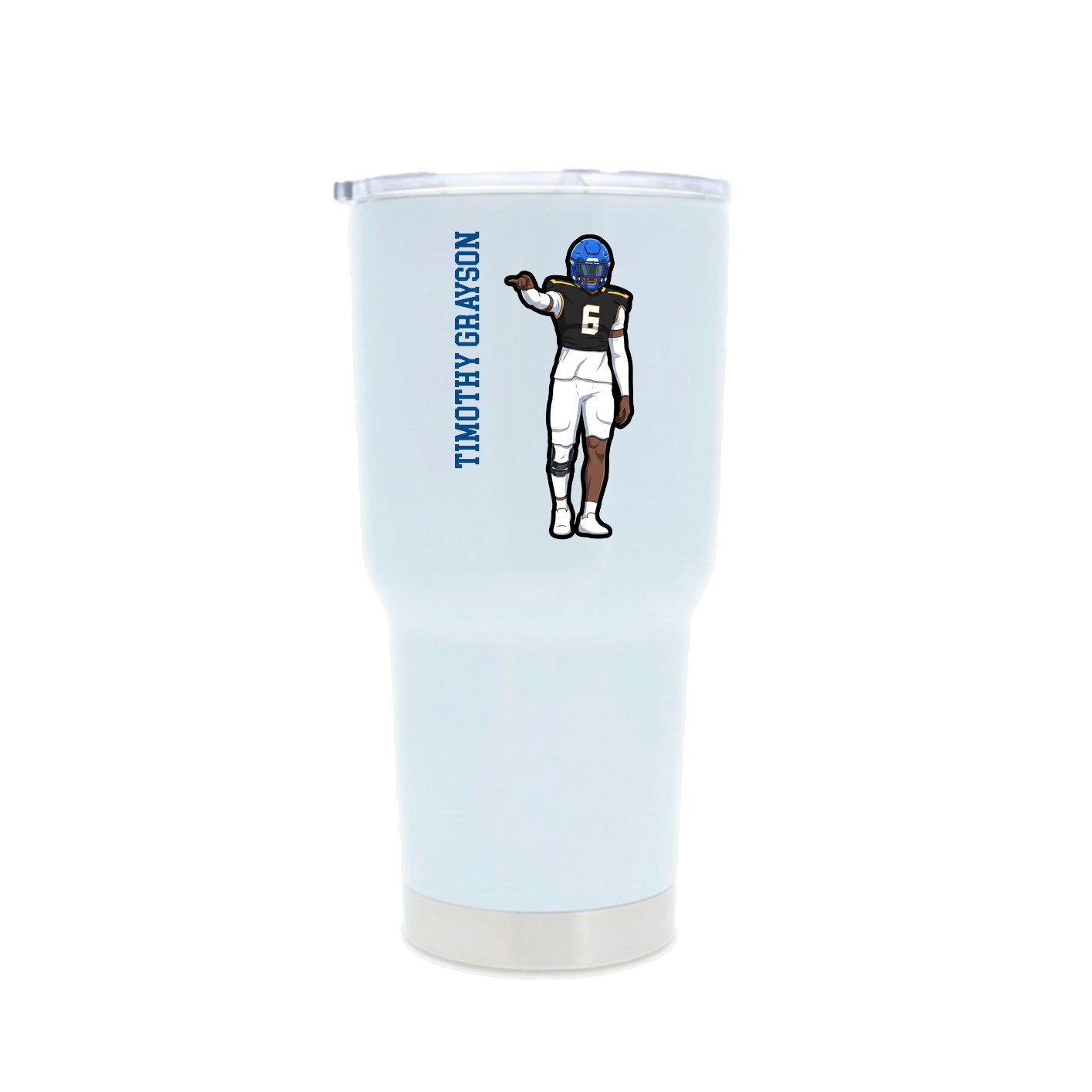 30oz Stainless Steel Tumbler — Name Vertical in White
