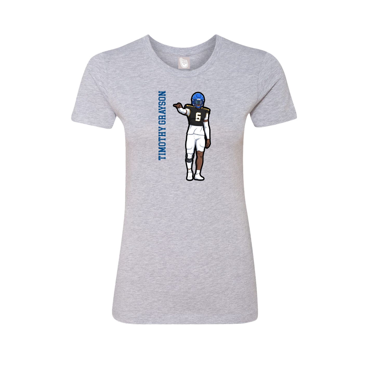 Womens Tee — Name Vertical in Grey