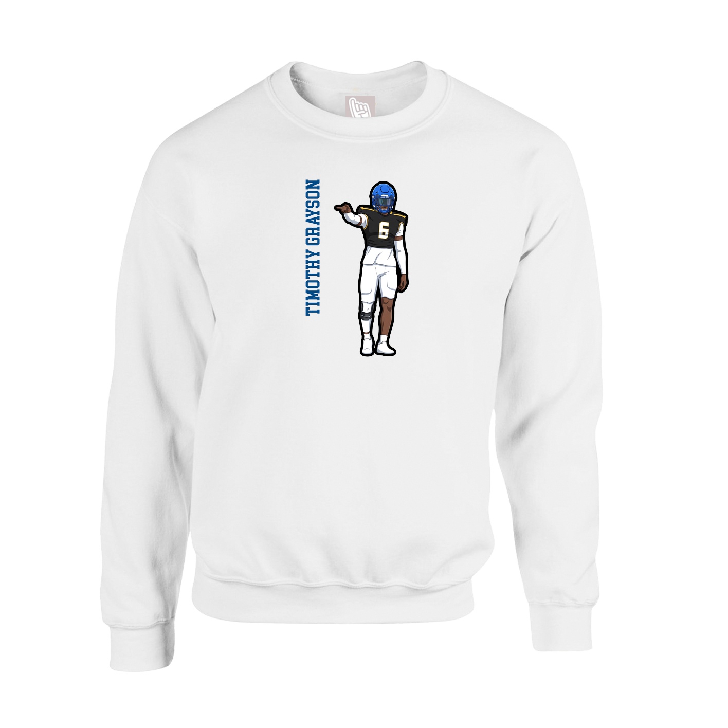 Fleece Crew — Name Vertical in White