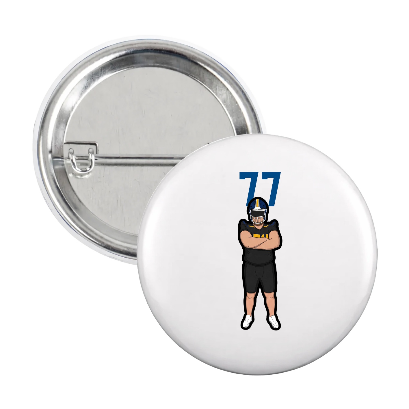 Game Day Button — Number Top in White
