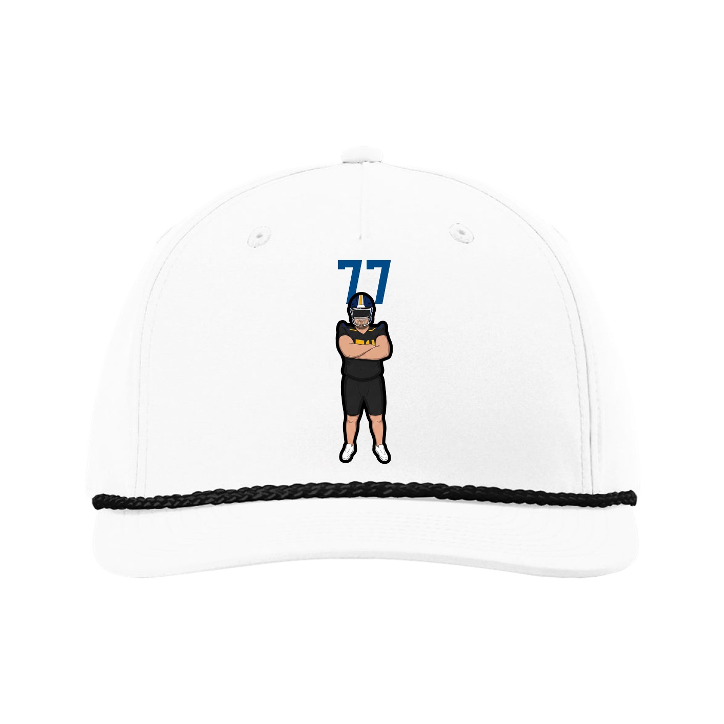 Five-Panel Classic Rope Cap — Number Top in White