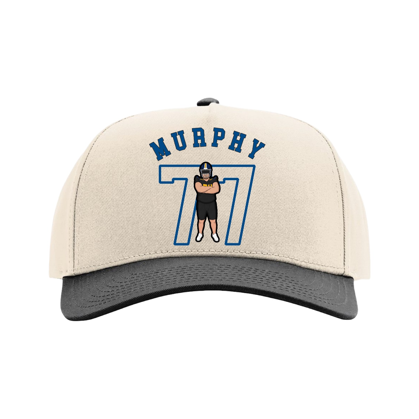 Full Fabric Five-Panel Champ Cap — Shirsey Arch in Cream/Black