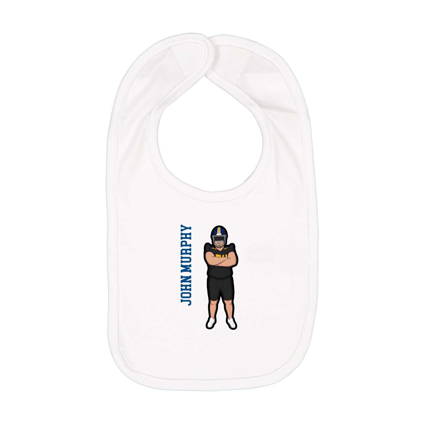 Infant Bib — Name Vertical in White