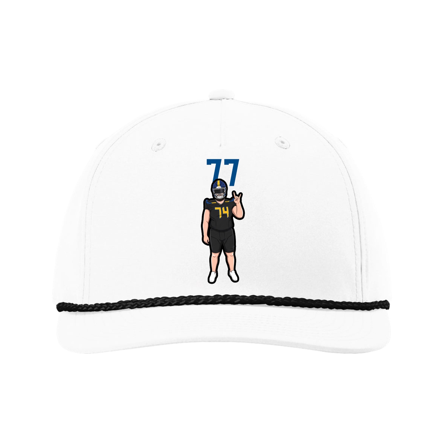Five-Panel Classic Rope Cap — Number Top in White