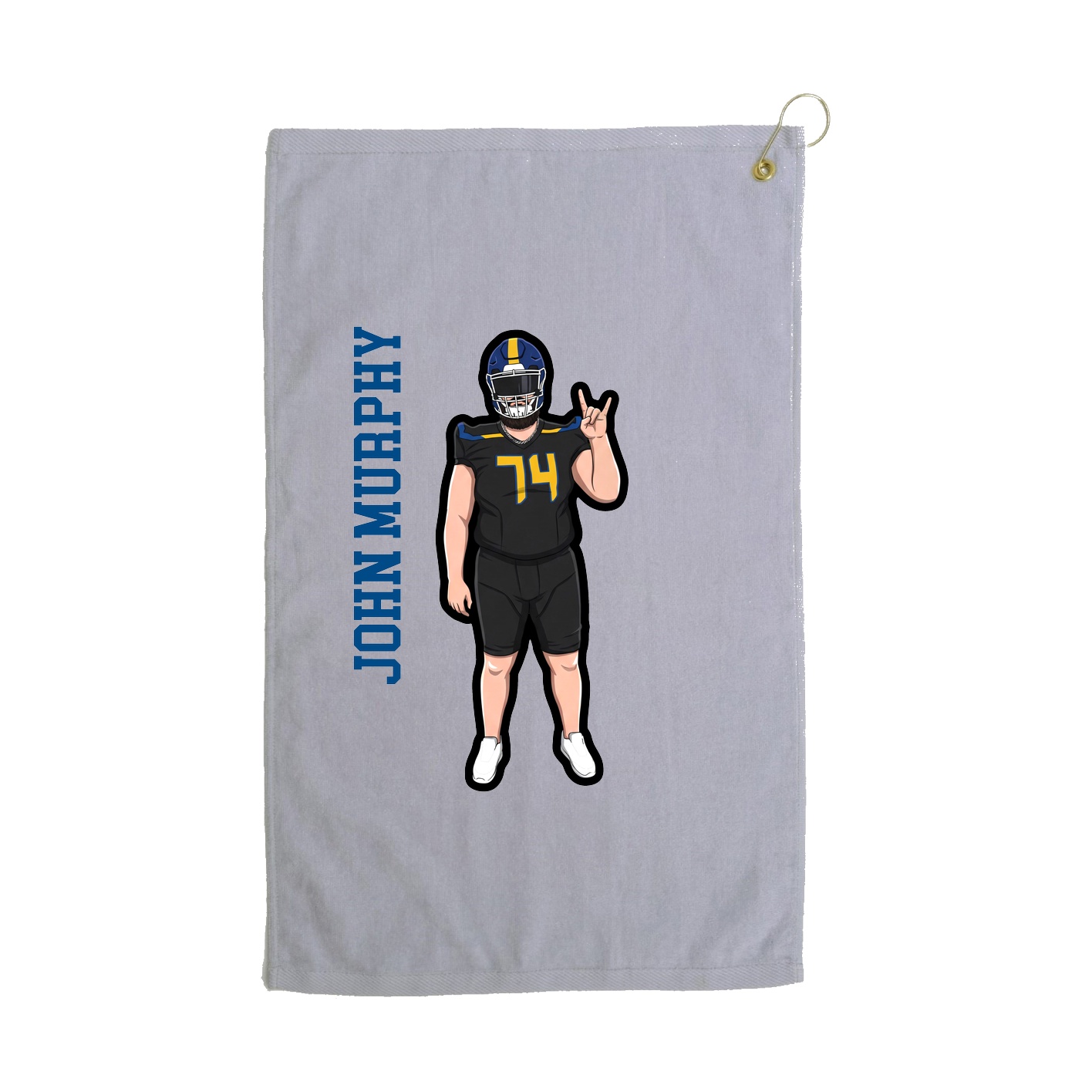 Golf Towel — Name Vertical in Grey