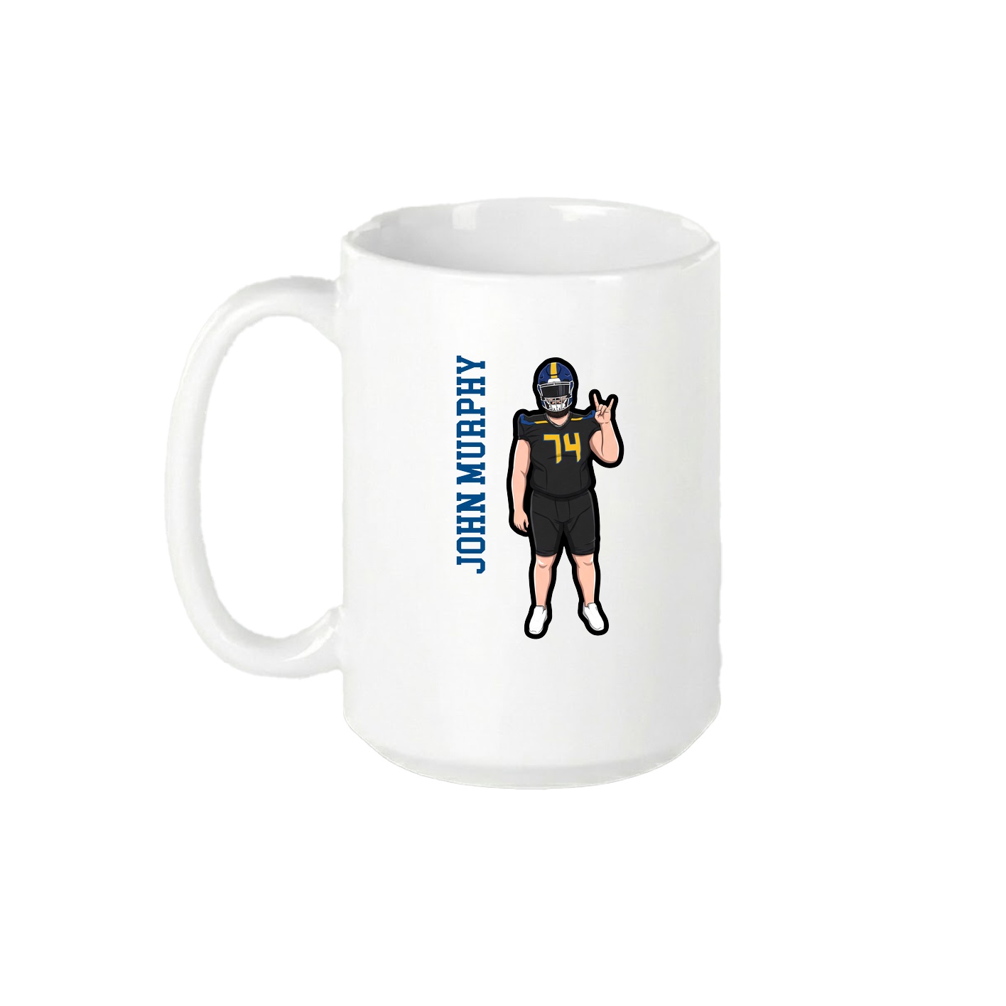 15oz Coffee Mug — Name Vertical in White