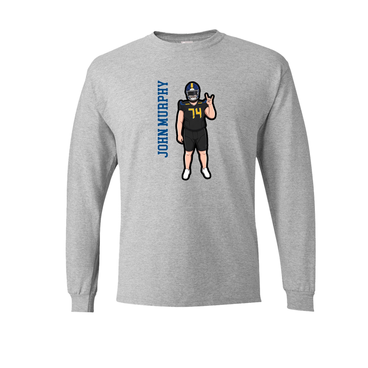 Long Sleeve Tee — Name Vertical in Grey