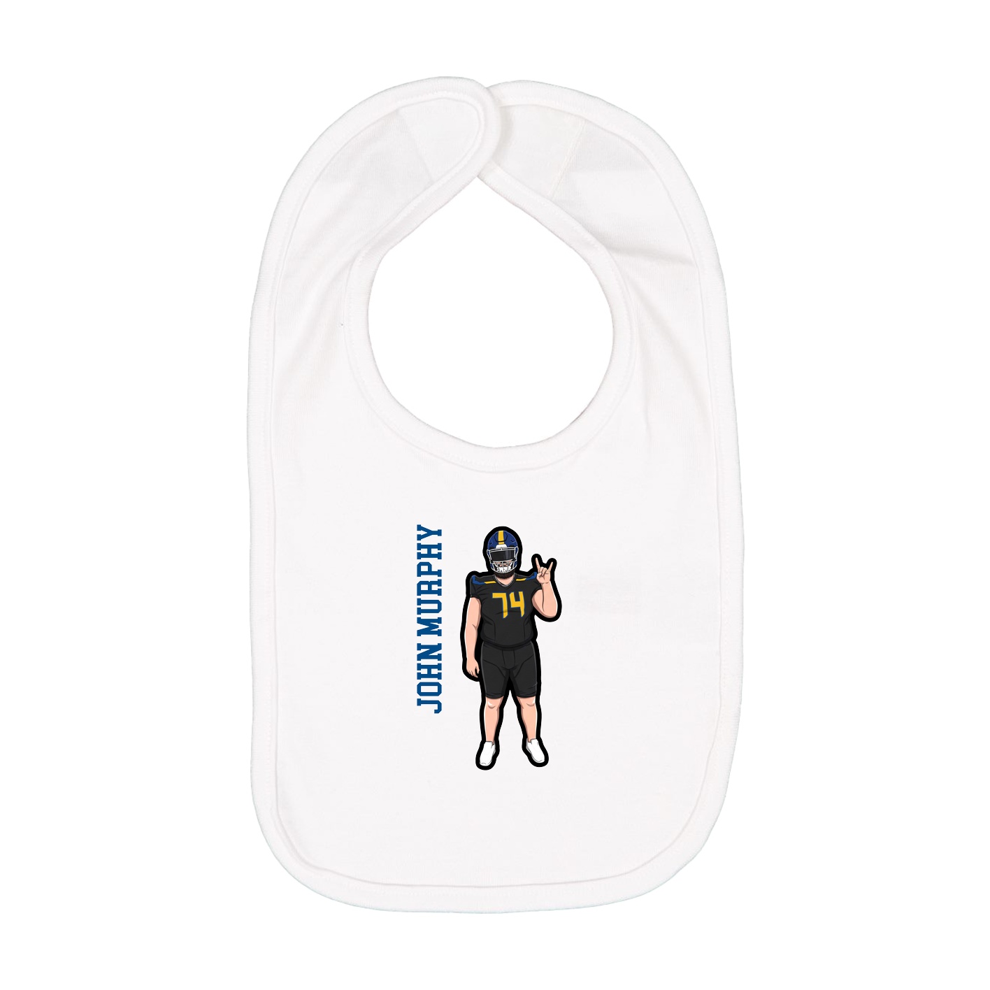 Infant Bib — Name Vertical in White