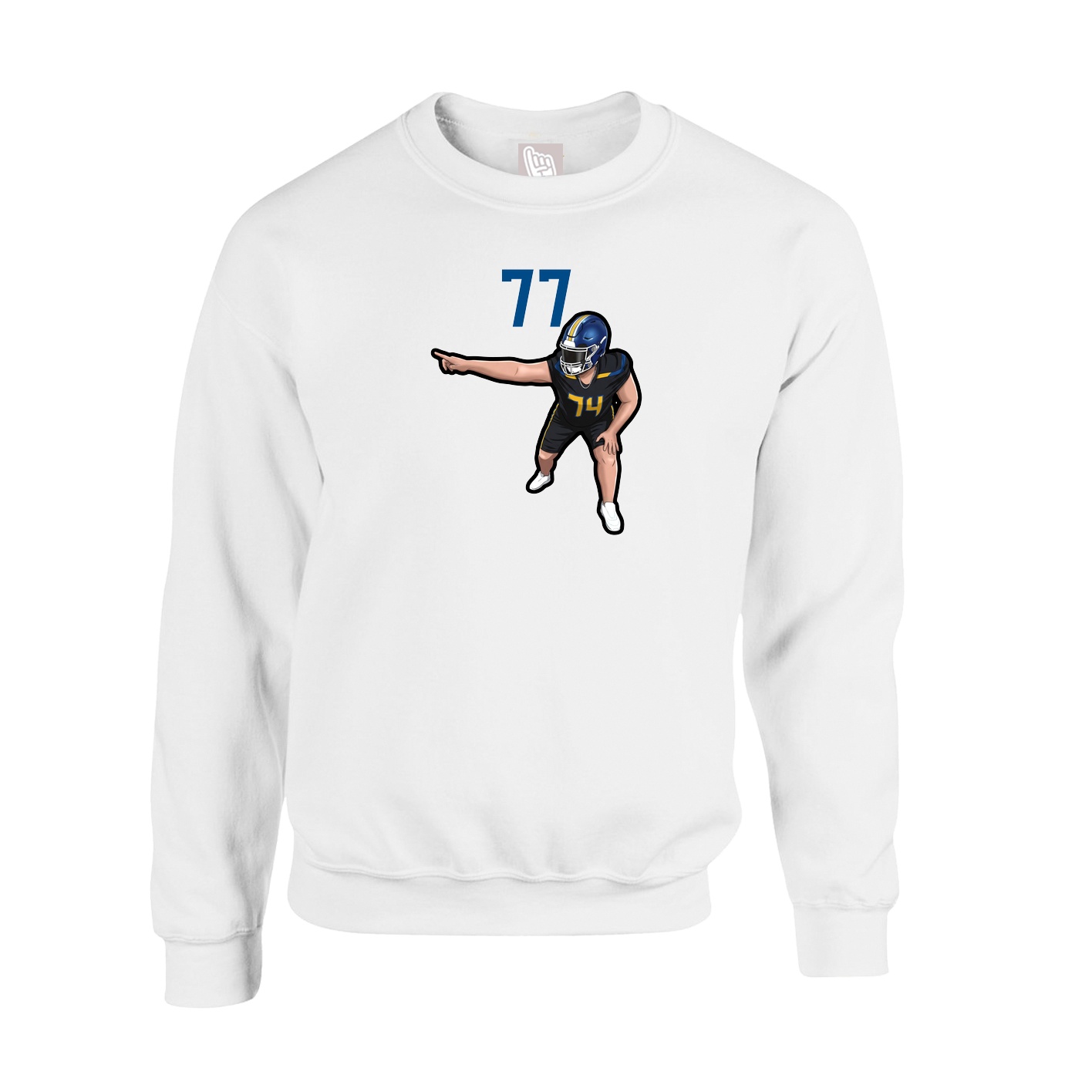 Fleece Crew — Number Top in White