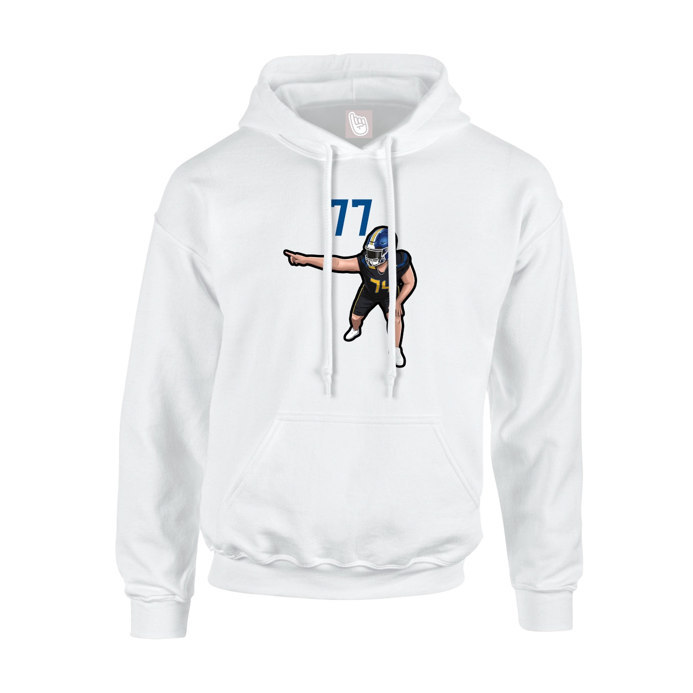 Youth Hoodie — Number Top in White
