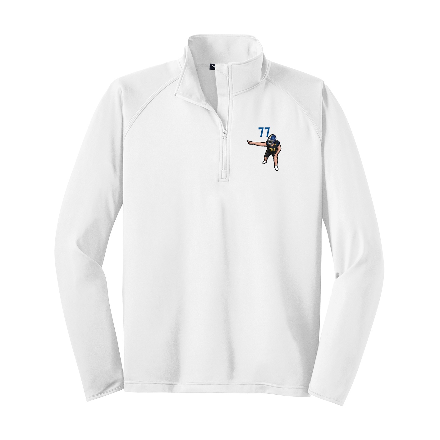 Q-Zip Pullover — Number Top in White