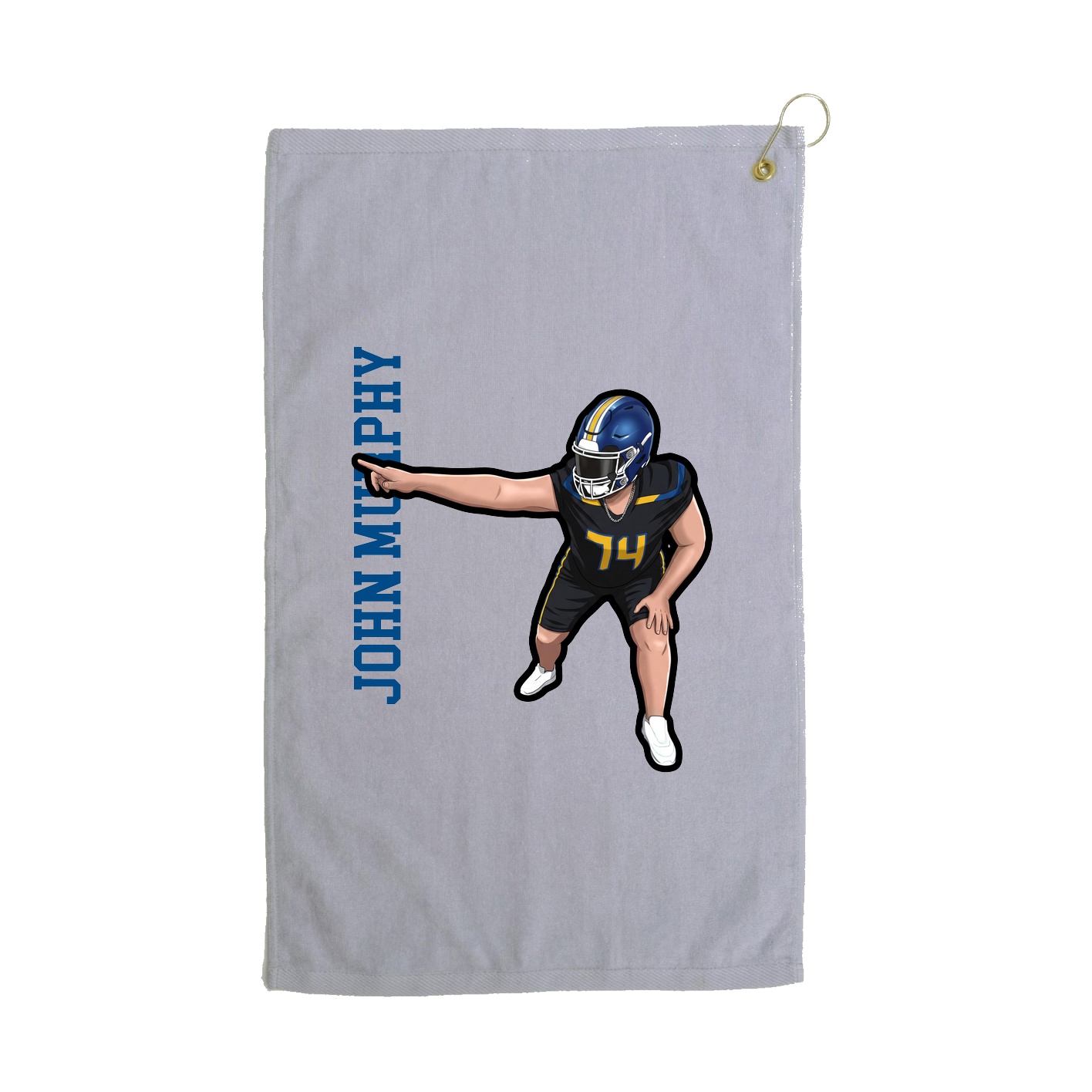 Golf Towel — Name Vertical in Grey