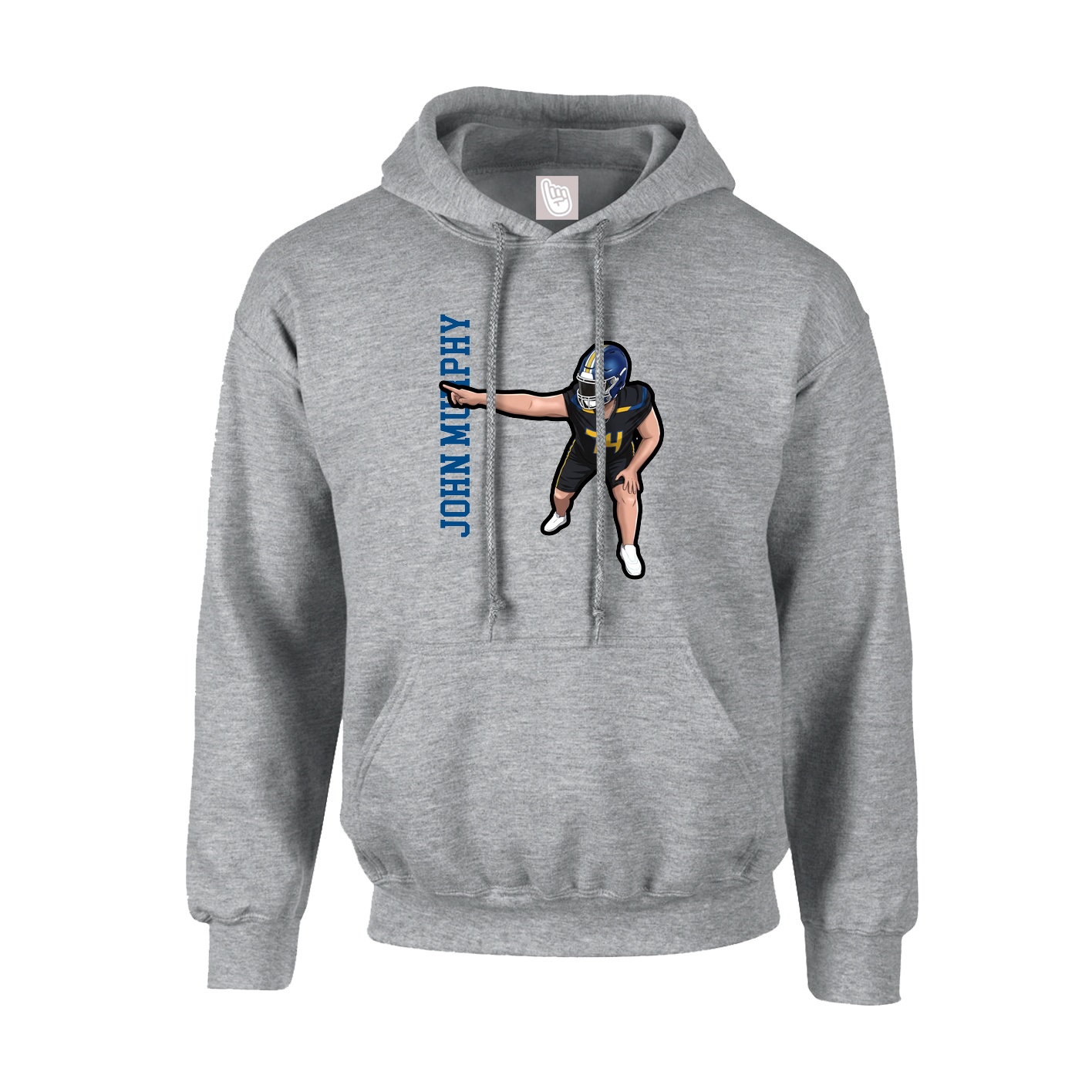 Hoodie — Name Vertical in Grey