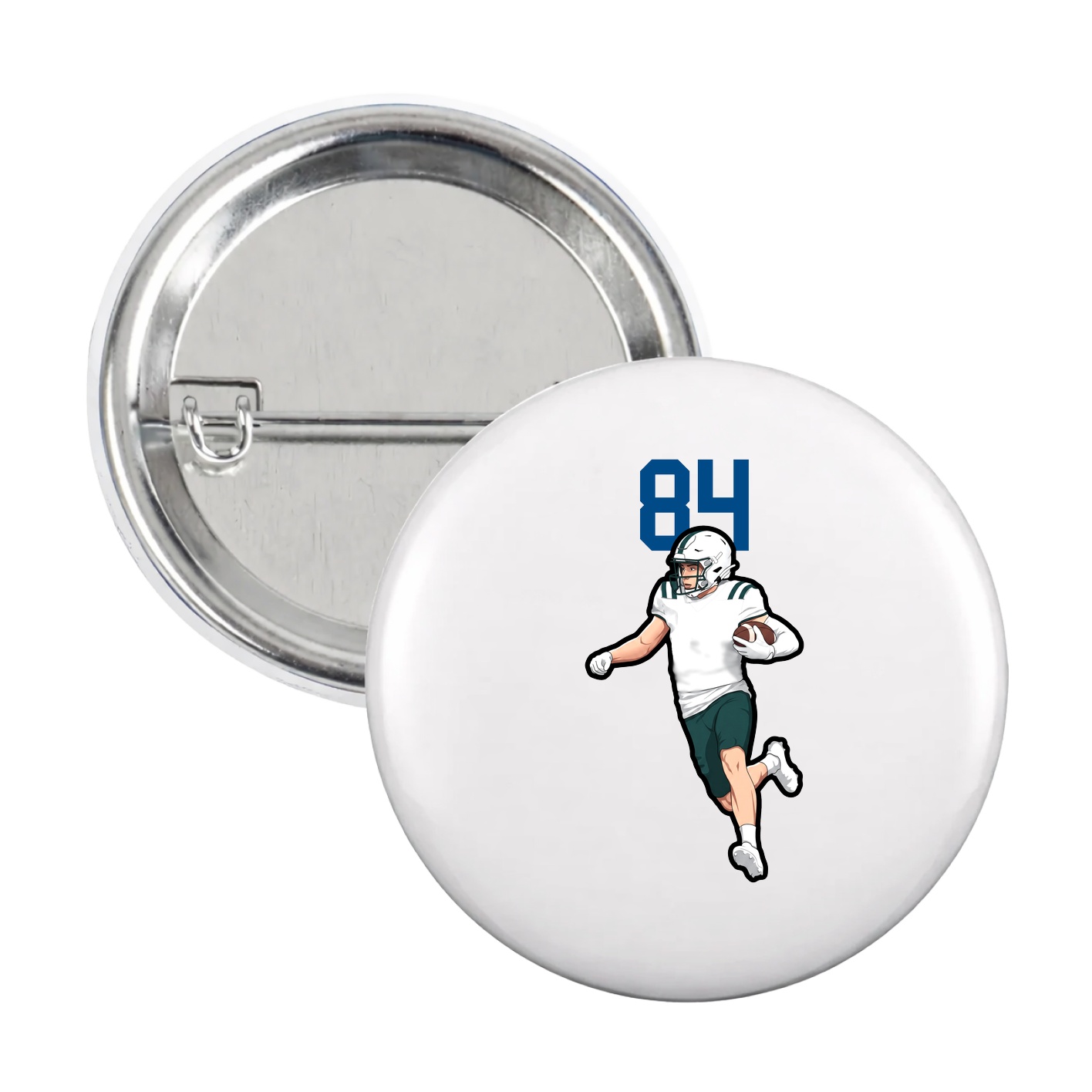 Game Day Button — Number Top in White