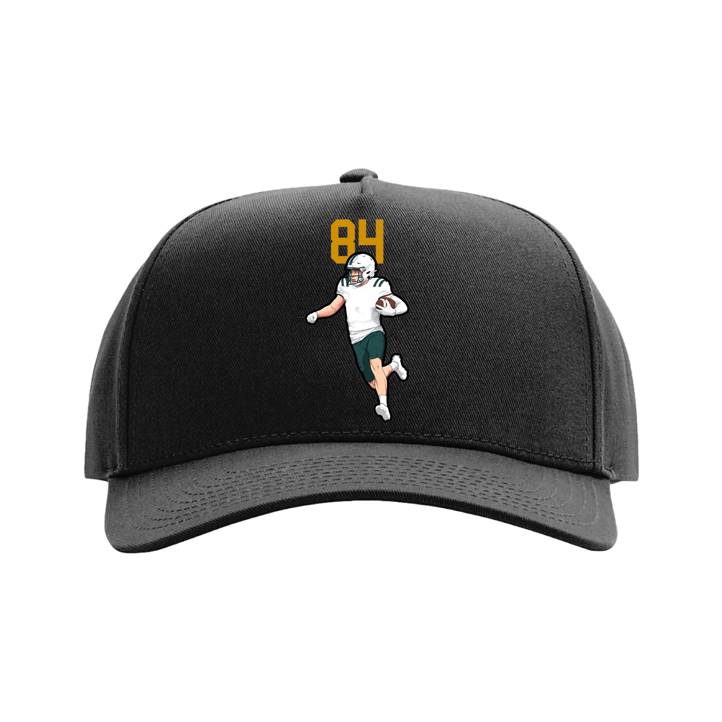 Full Fabric Five-Panel Champ Cap — Number Top in Black