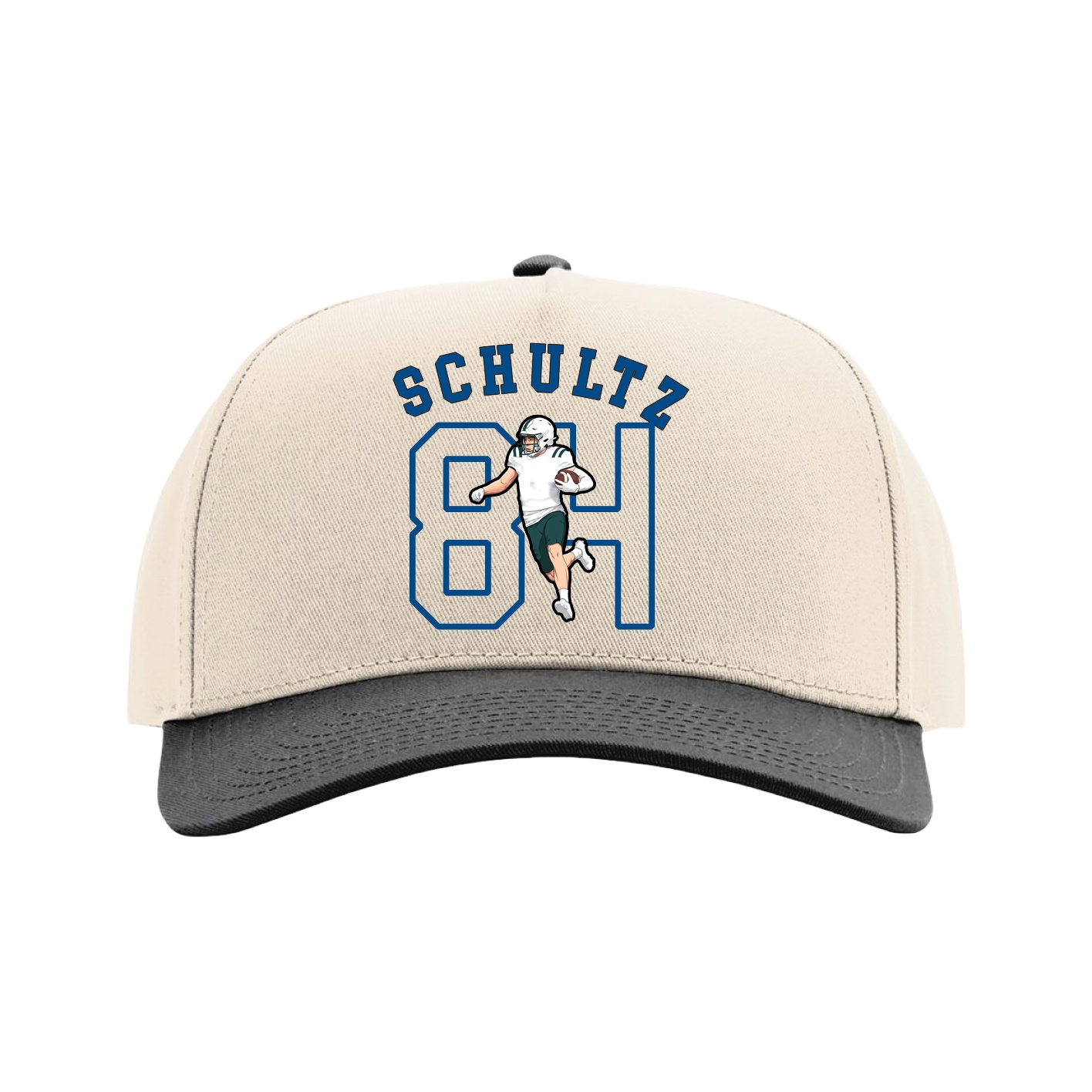 Full Fabric Five-Panel Champ Cap — Shirsey Arch in Cream/Black