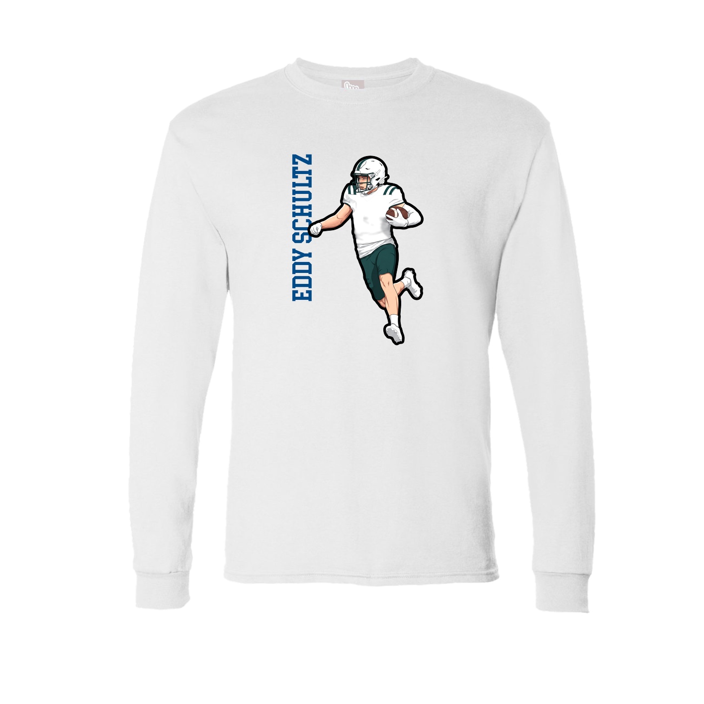 Long Sleeve Tee — Name Vertical in White