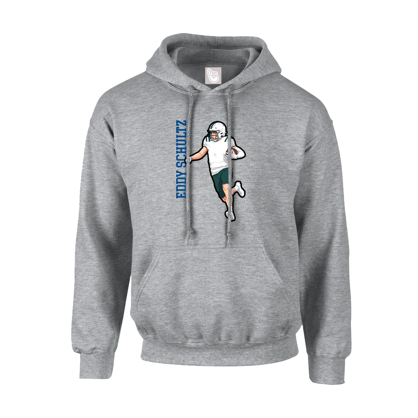Youth Hoodie — Name Vertical in Grey