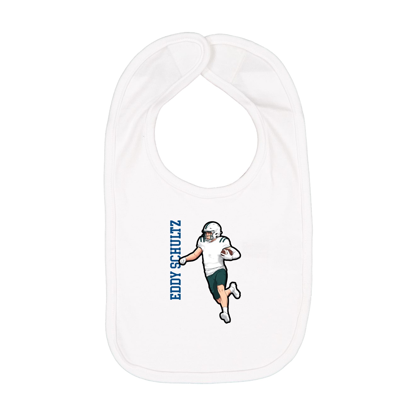 Infant Bib — Name Vertical in White