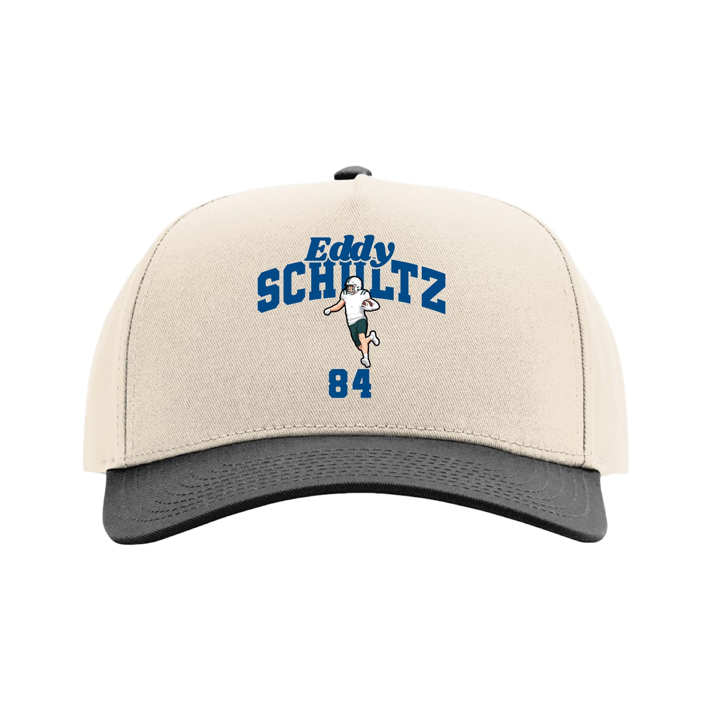 Full Fabric Five-Panel Champ Cap — Signature Arch in Cream/Black