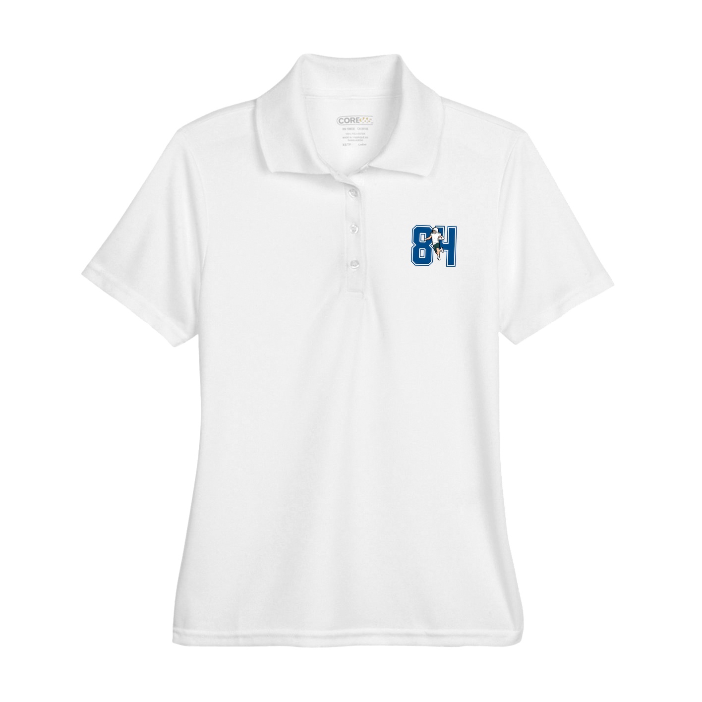 Womens Performance Polo — Number in White