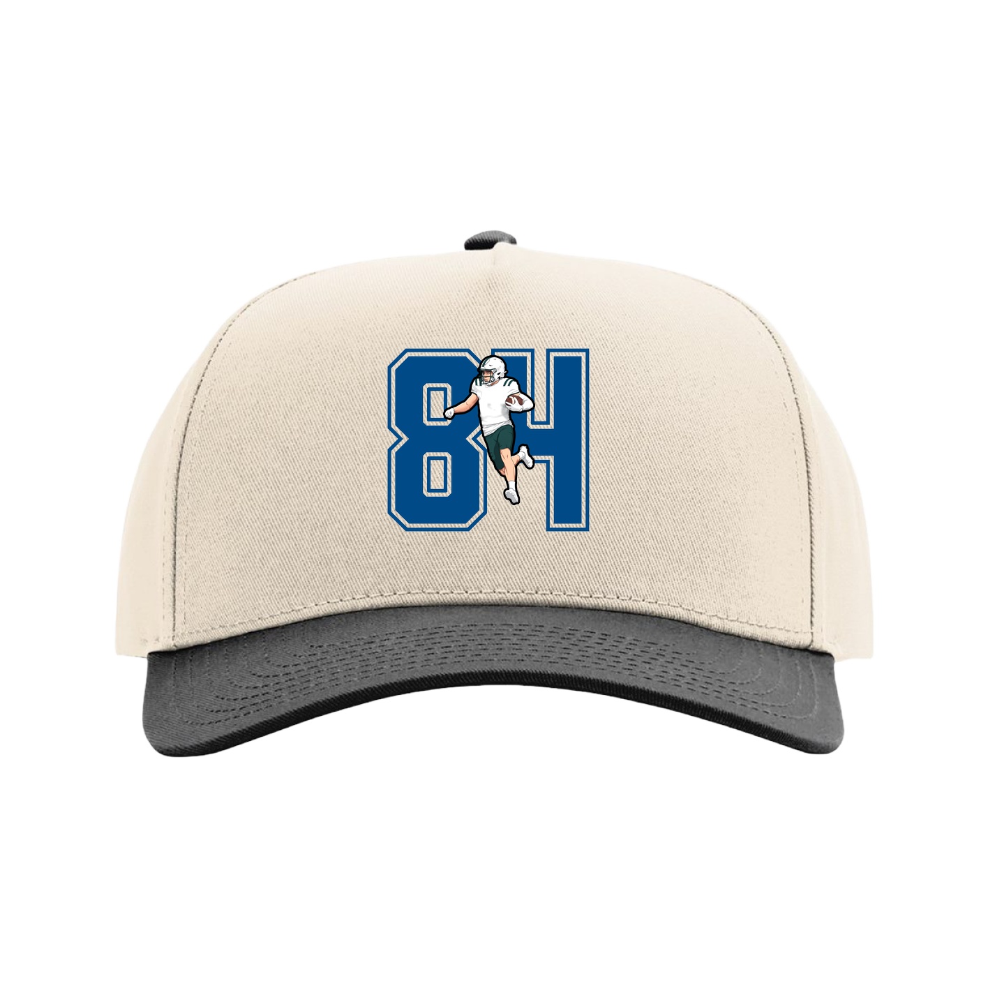 Full Fabric Five-Panel Champ Cap — Number in Cream/Black