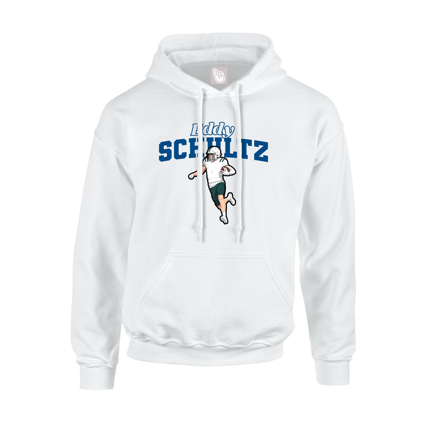 Youth Hoodie — Name Arch in White