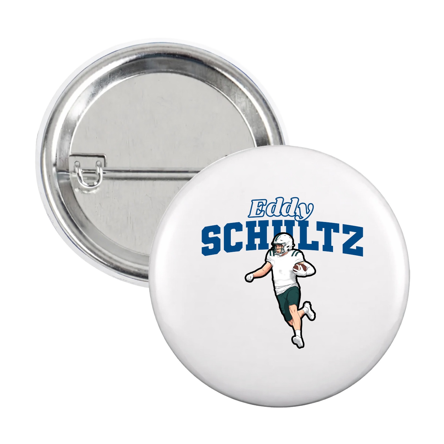 Game Day Button — Name Arch in White