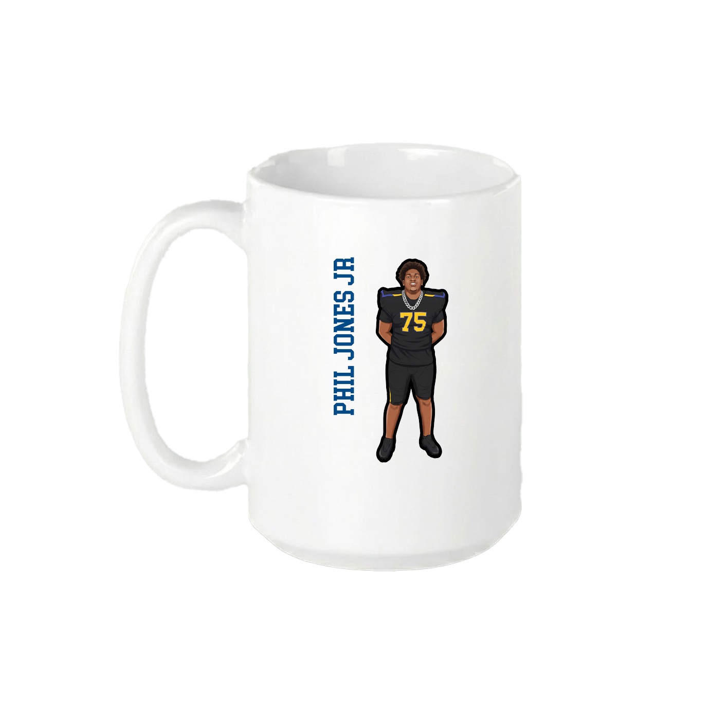 15oz Coffee Mug — Name Vertical in White