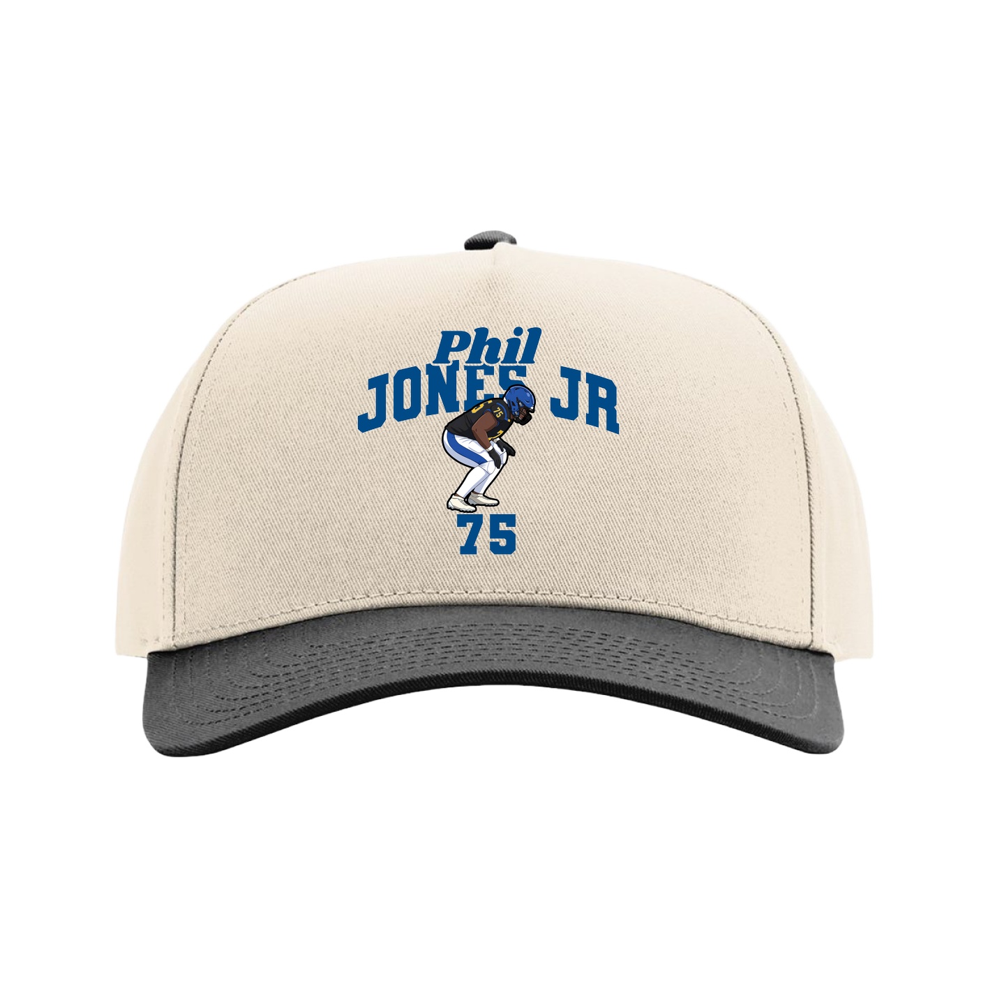 Full Fabric Five-Panel Champ Cap — Signature Arch in Cream/Black