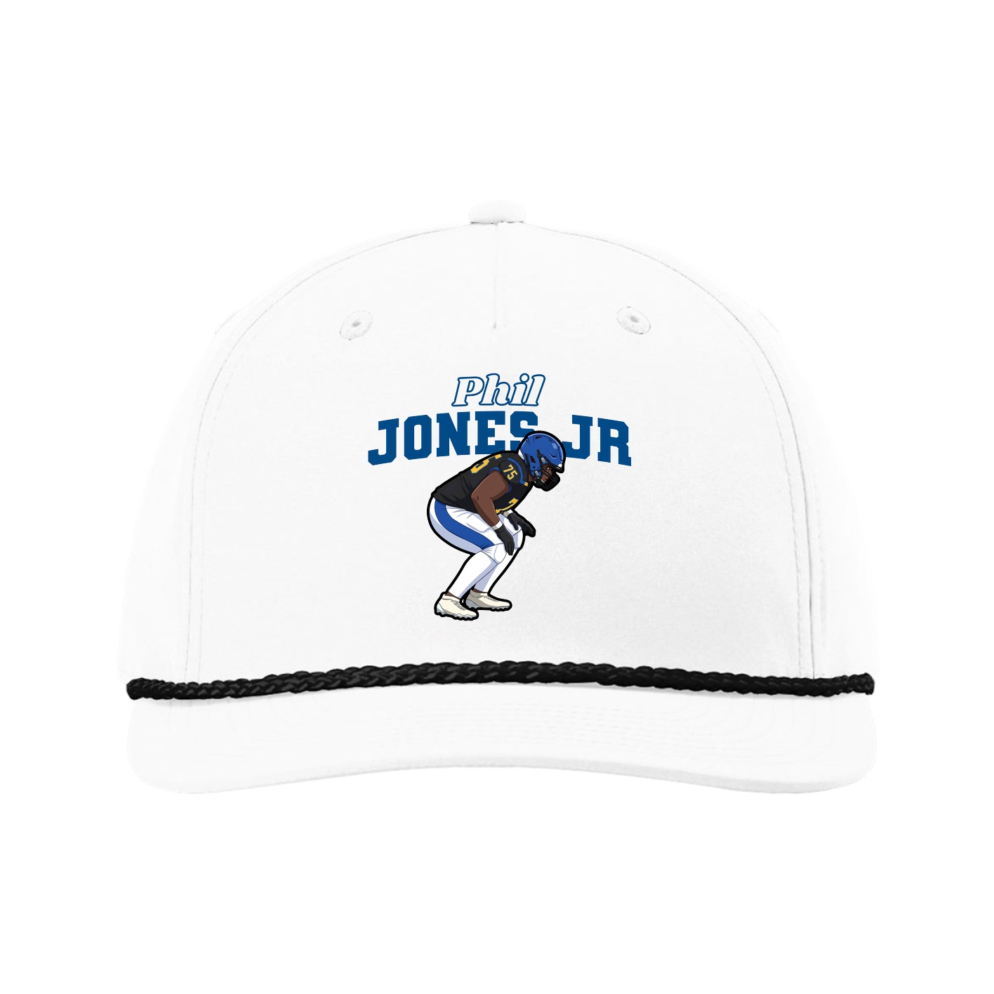 Five-Panel Classic Rope Cap — Name Arch in White