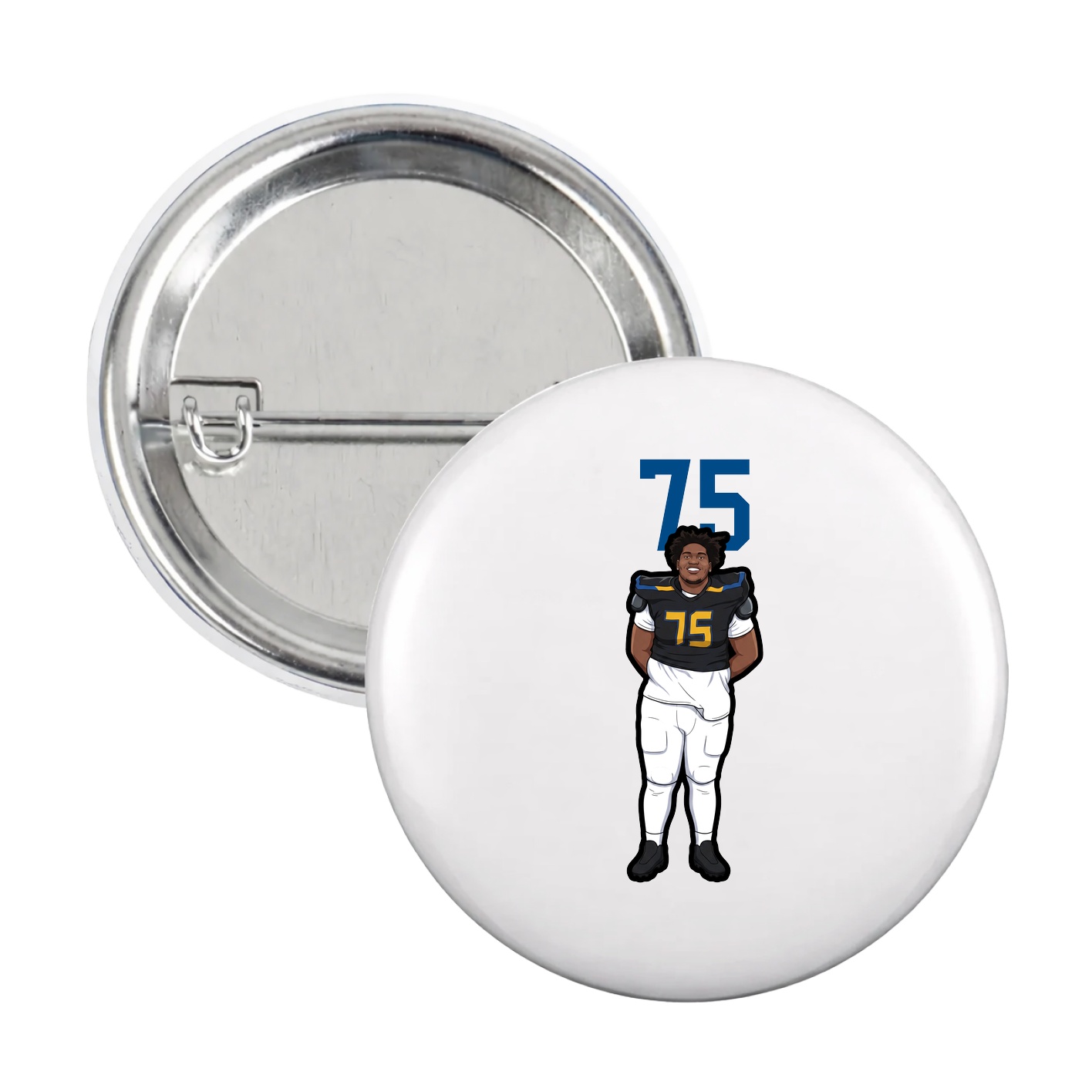 Game Day Button — Number Top in White