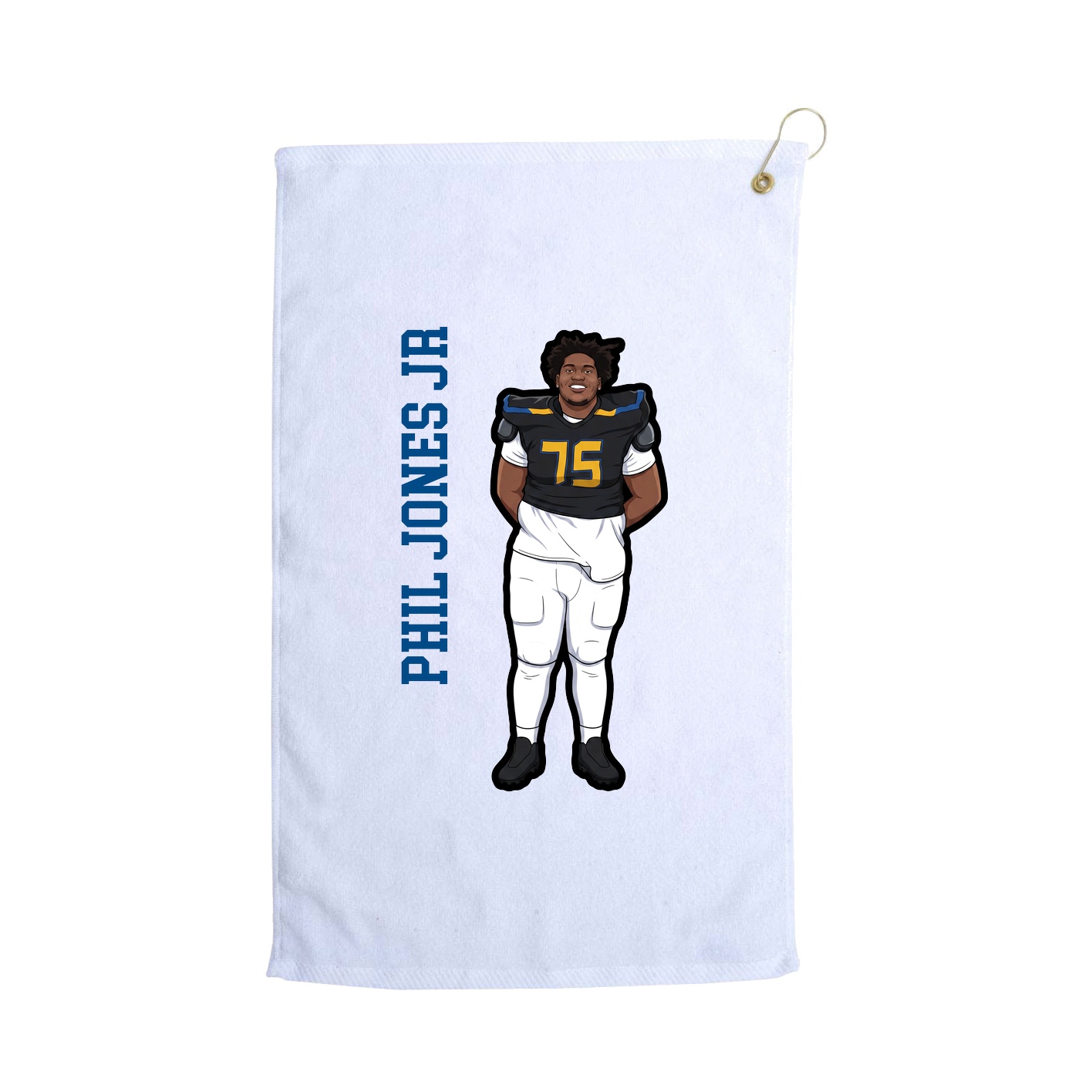 Golf Towel — Name Vertical in White