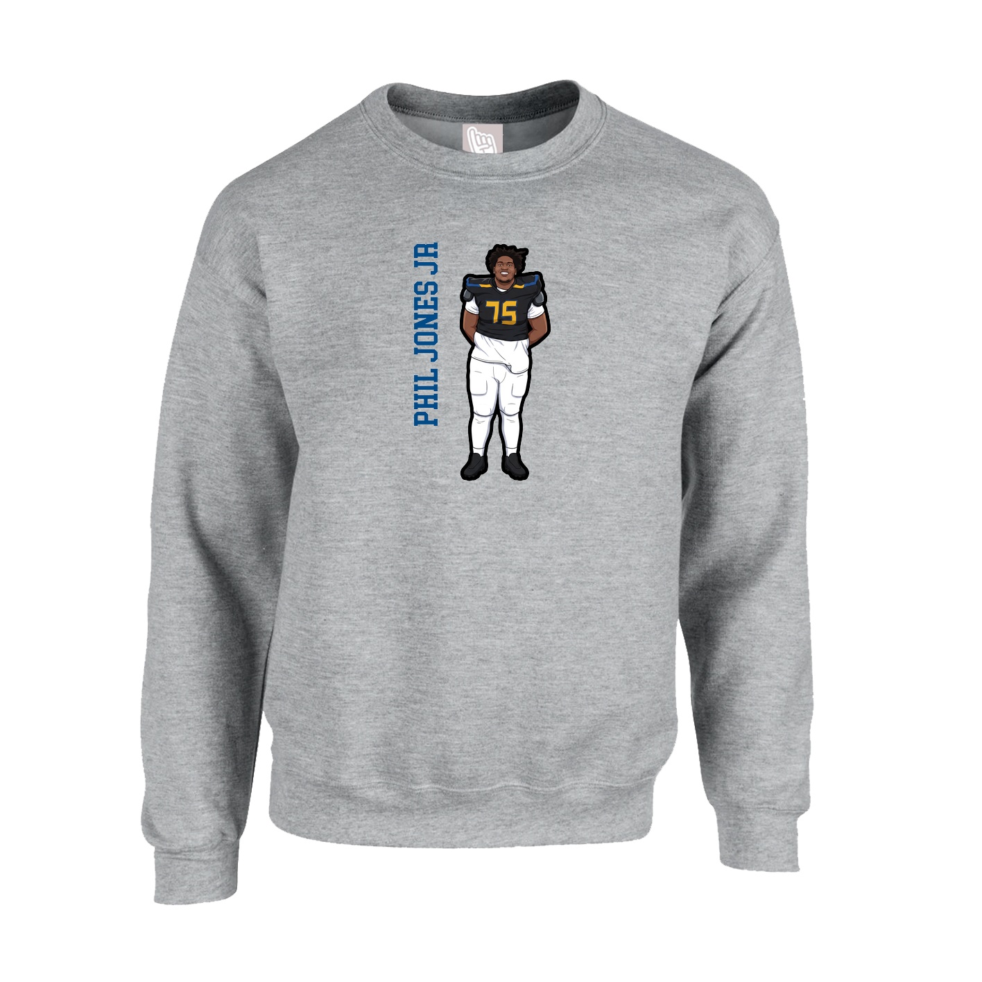 Fleece Crew — Name Vertical in Grey